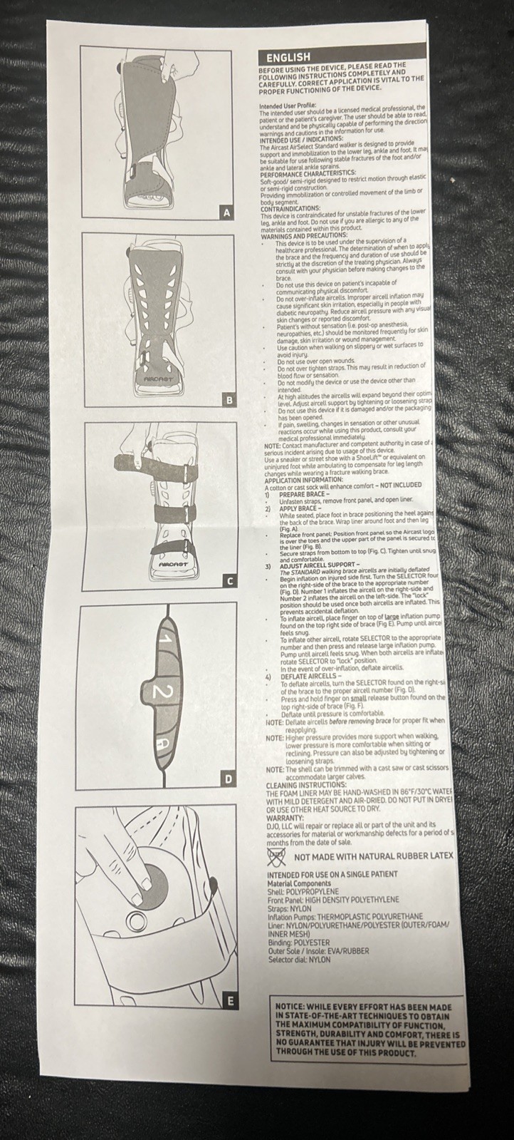 Aircast Airselect Standard Large Walker Cast/Boot 01EF-L Gray Right Foot Adult