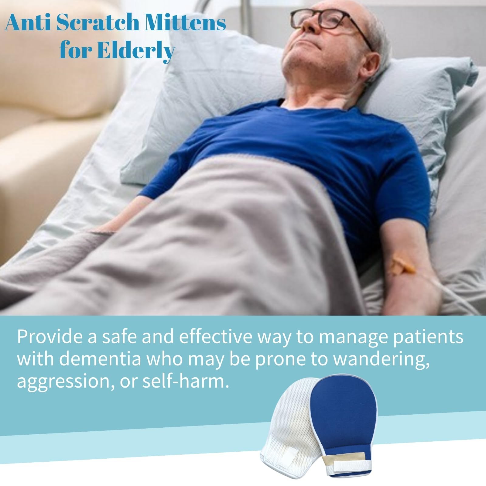 Breathable Anti-Scratch Mitts for Elderly – 2 Pcs Safety Control Gloves, Adjusta