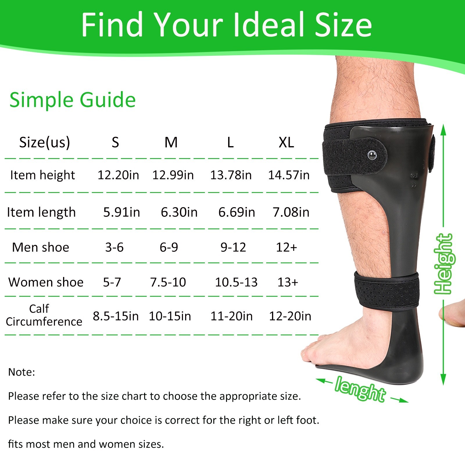 AFO Drop Foot Stabilizer Support for Walking with Shoe for Men and Women