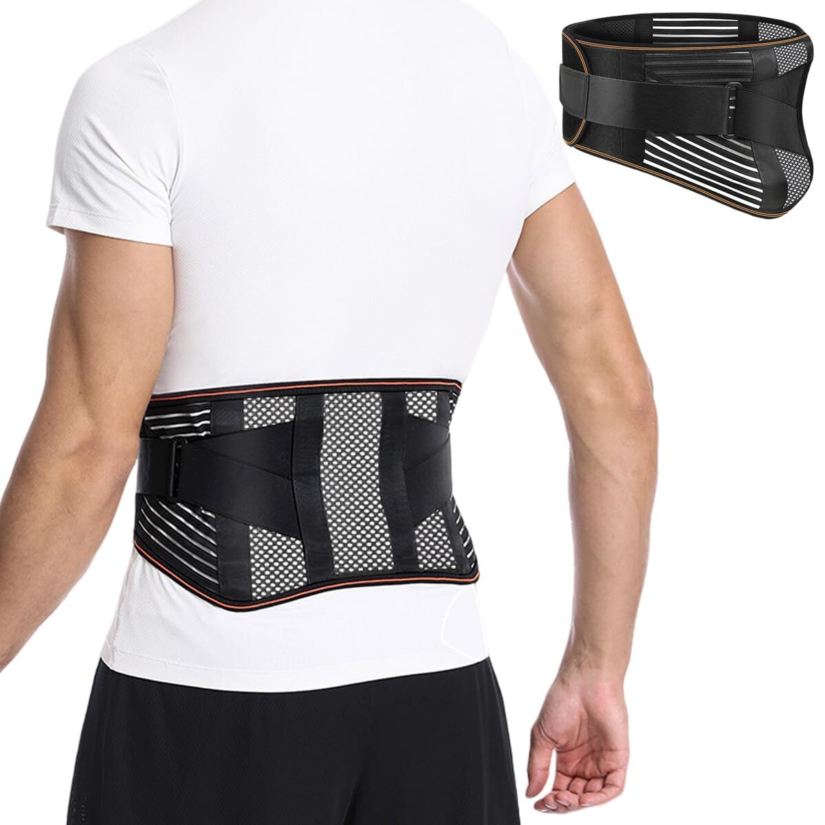 Lower Back Support Belt Adjustable Waist Brace Lumbar Pain Relief for Men Women