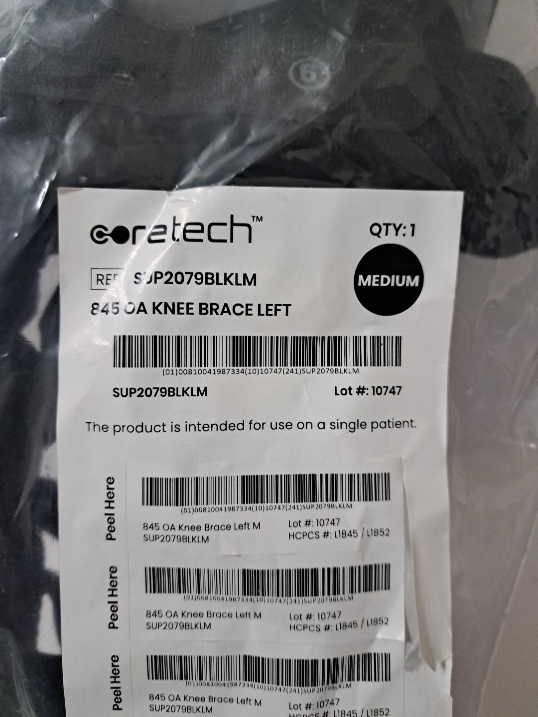 Coretech 845 OA Knee Brace Right Knee Medium Size Left