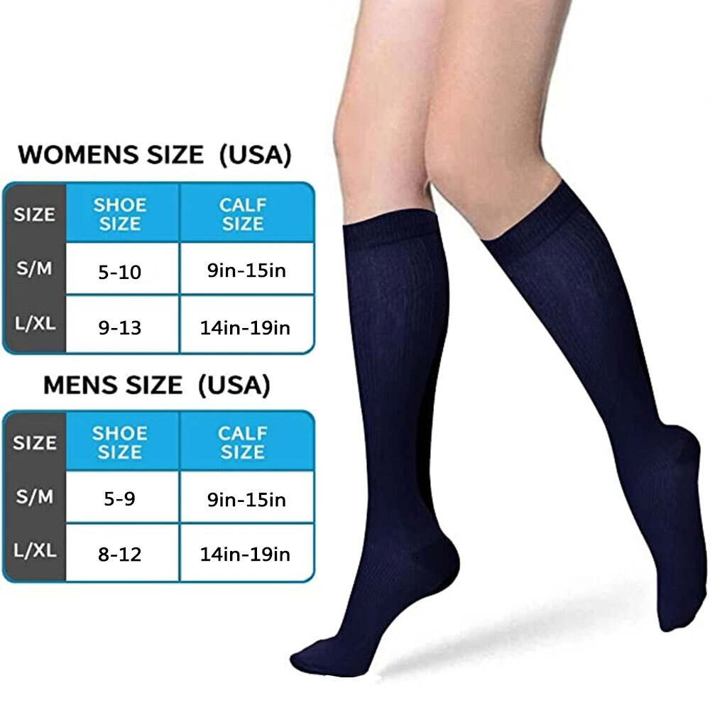 3Pair Compression Socks With Arch Graduated Support Sox 15-20 mmgh For Women Men