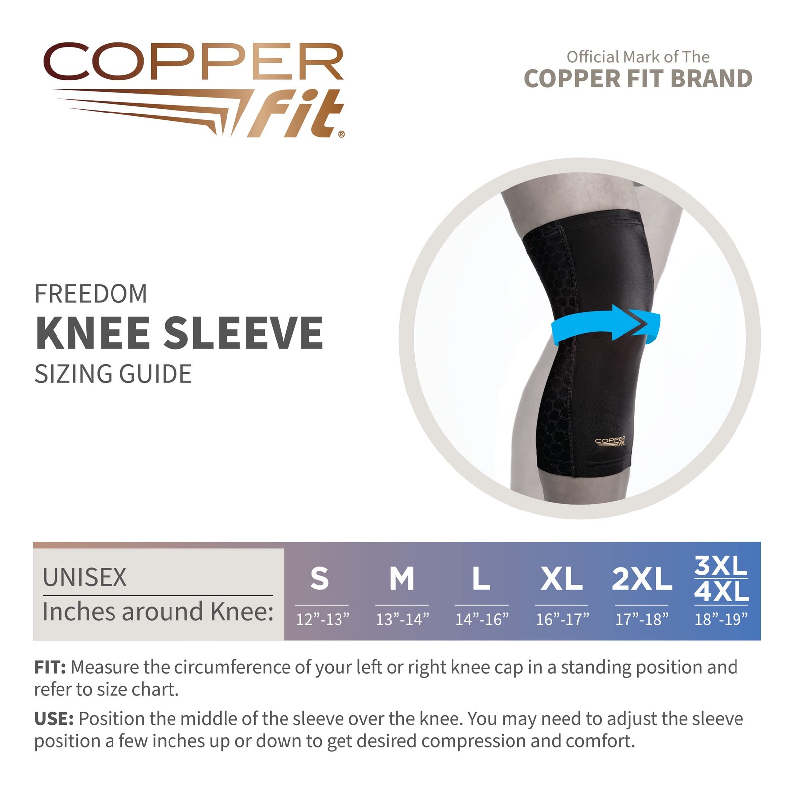Copper Fit Freedom Knee Compression Sleeve