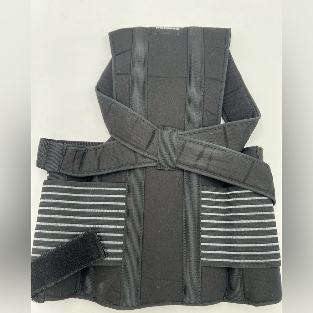 Black Posture Corrector Back Support Brace with Metal Stays Unisex Size Medium