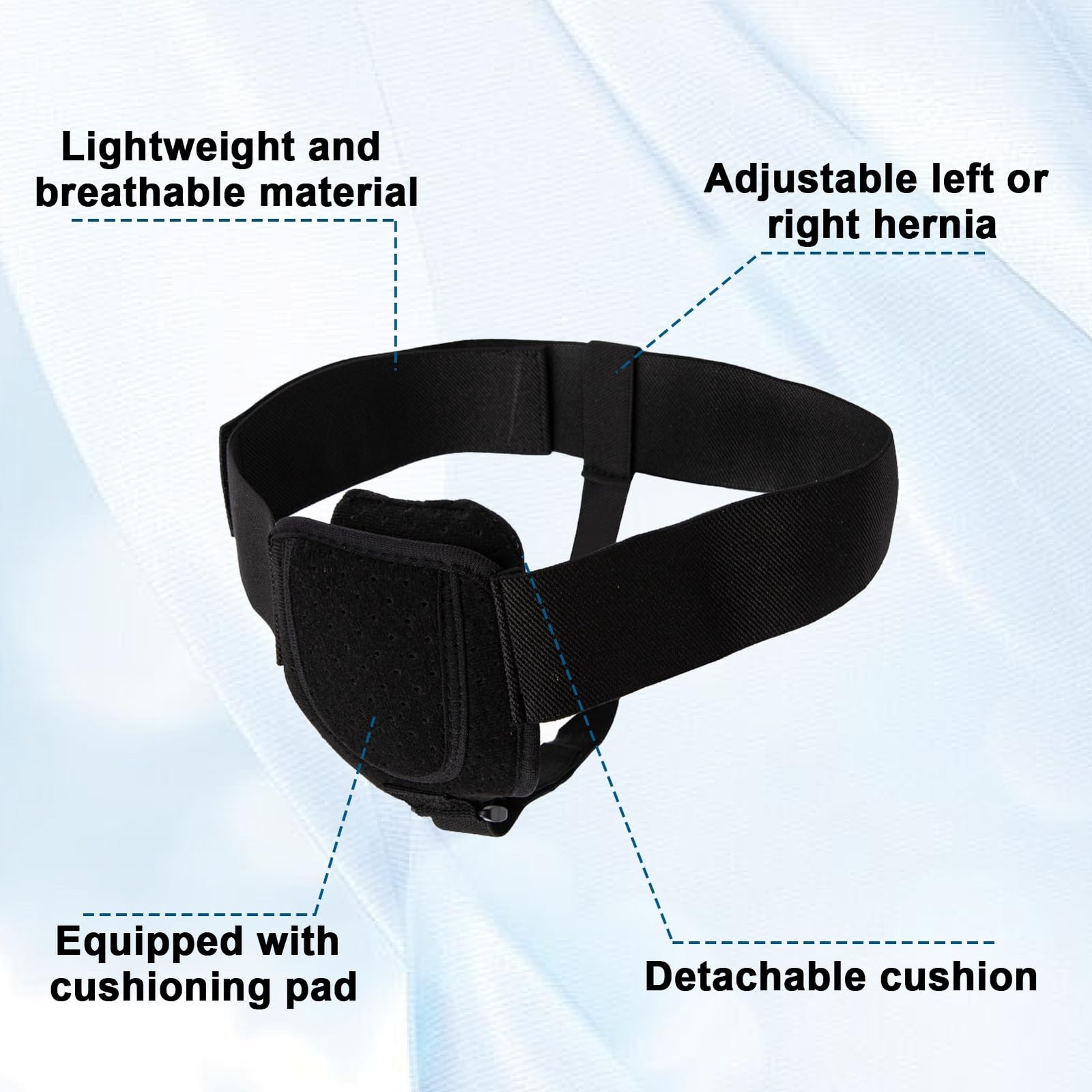 Adjustable Inguinal Hernia Support Belt Truss Removable Compression Pads
