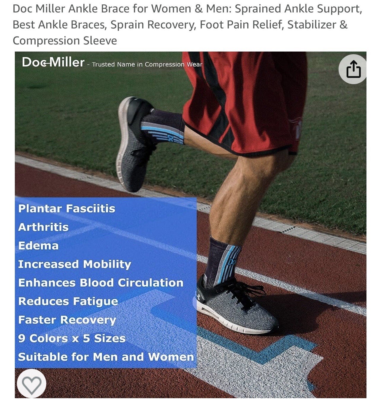 Doc Miller Ankle Compression Sleeves 1 Pair Blue (Large)