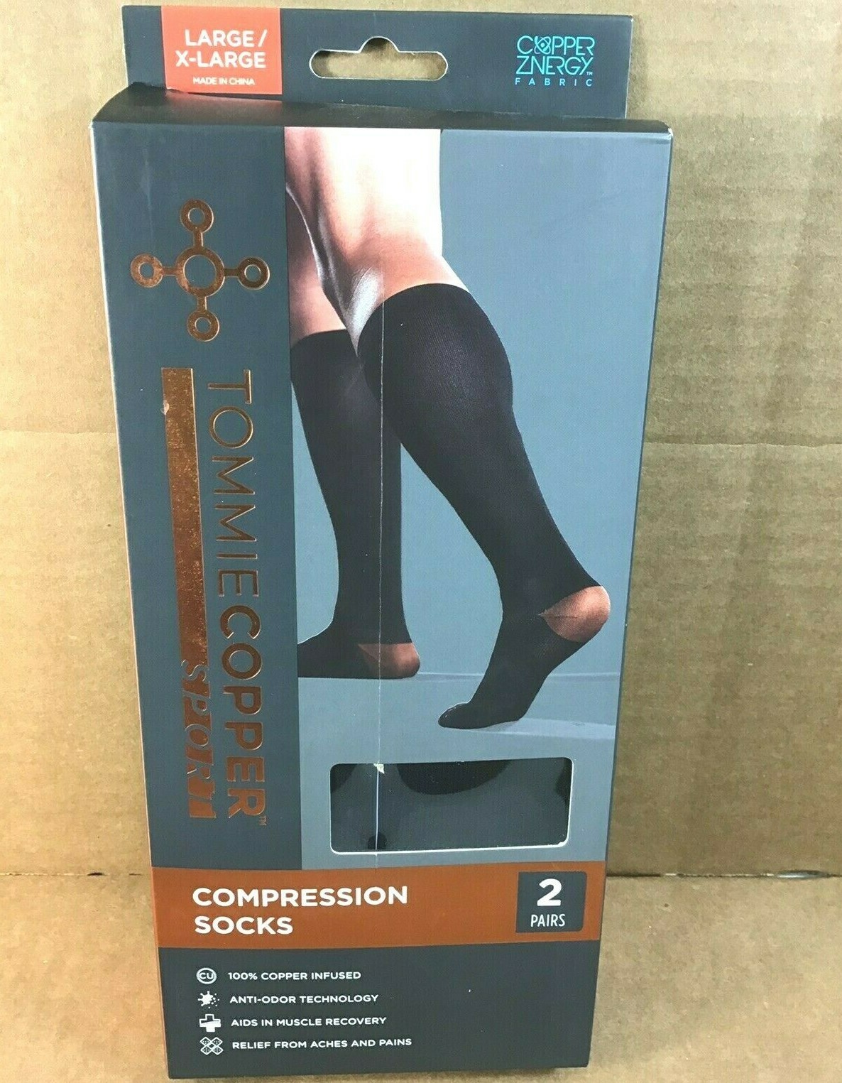 Tommie Copper Black Compression Socks 2 Pairs Size L/XL