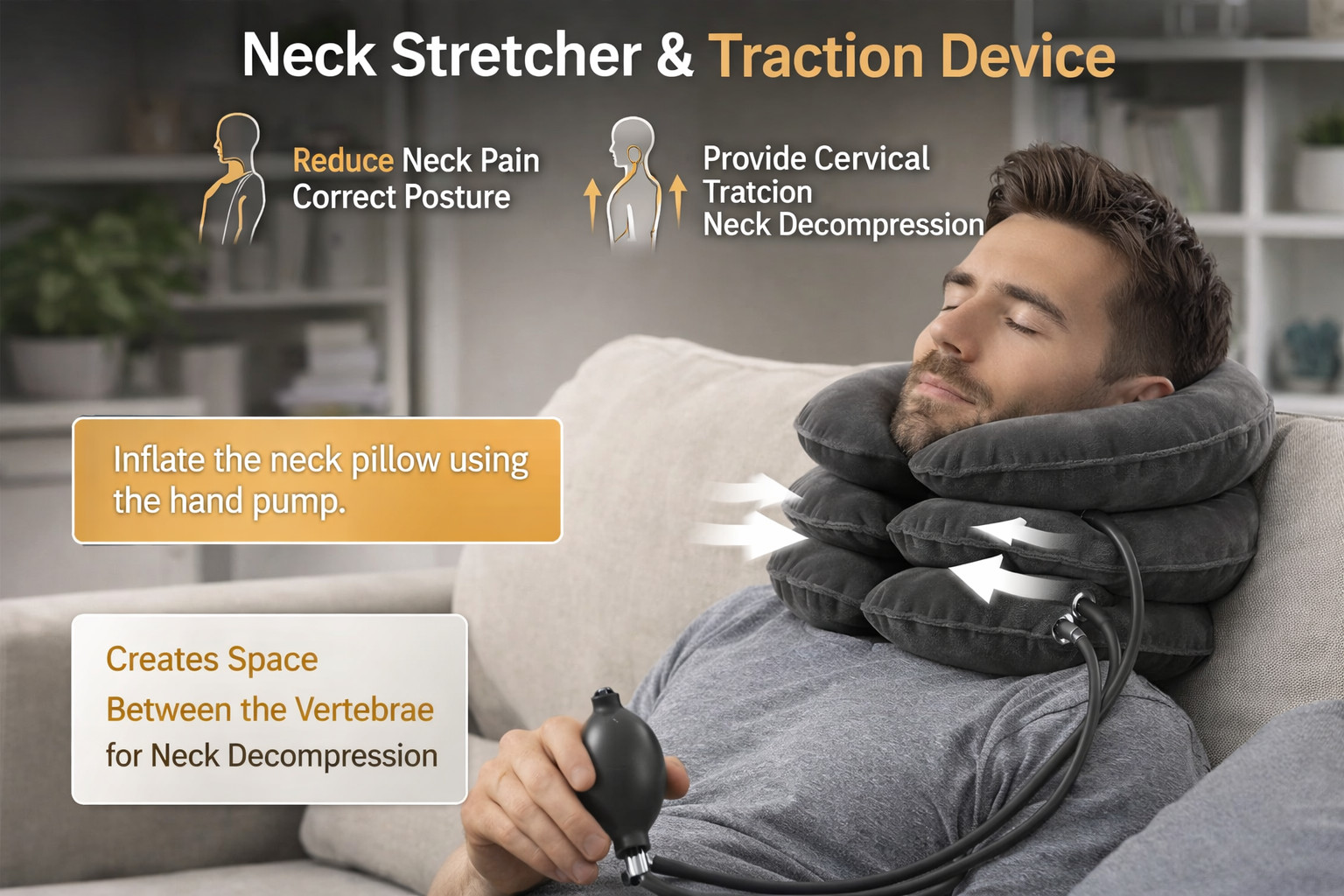 Neck Stretcher Cervical Traction Device Neck Brace Pain Relief Support