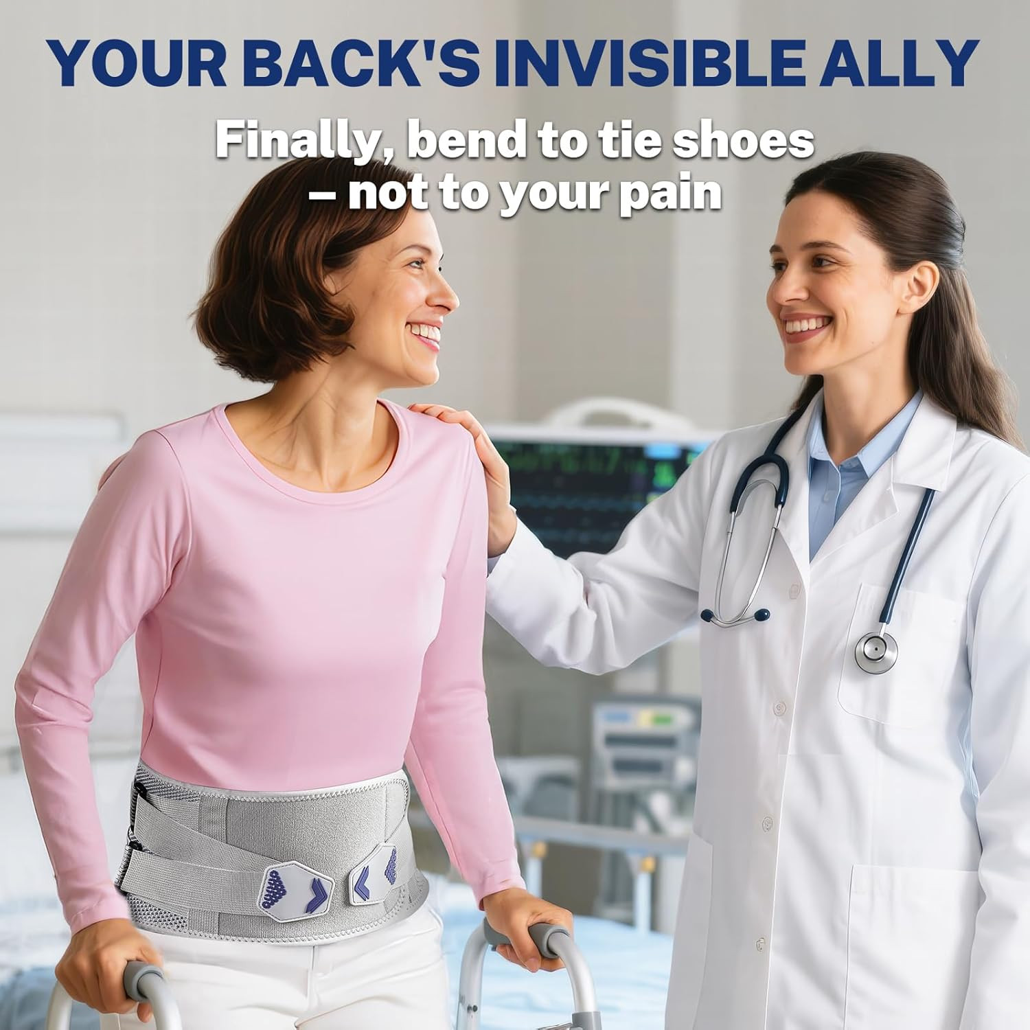 Thin Back Brace for Women Lower Back Pain Relief, Slim Fit & Lightweight for Wea