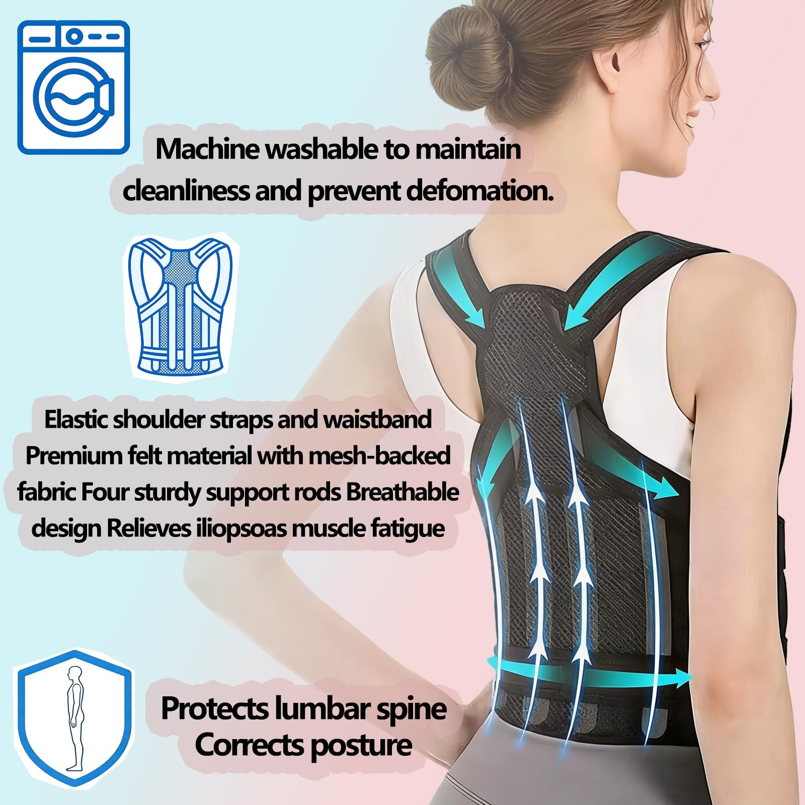 POYLKJGYT Back Brace Posture Corrector for Women and Men,Back Straightener M