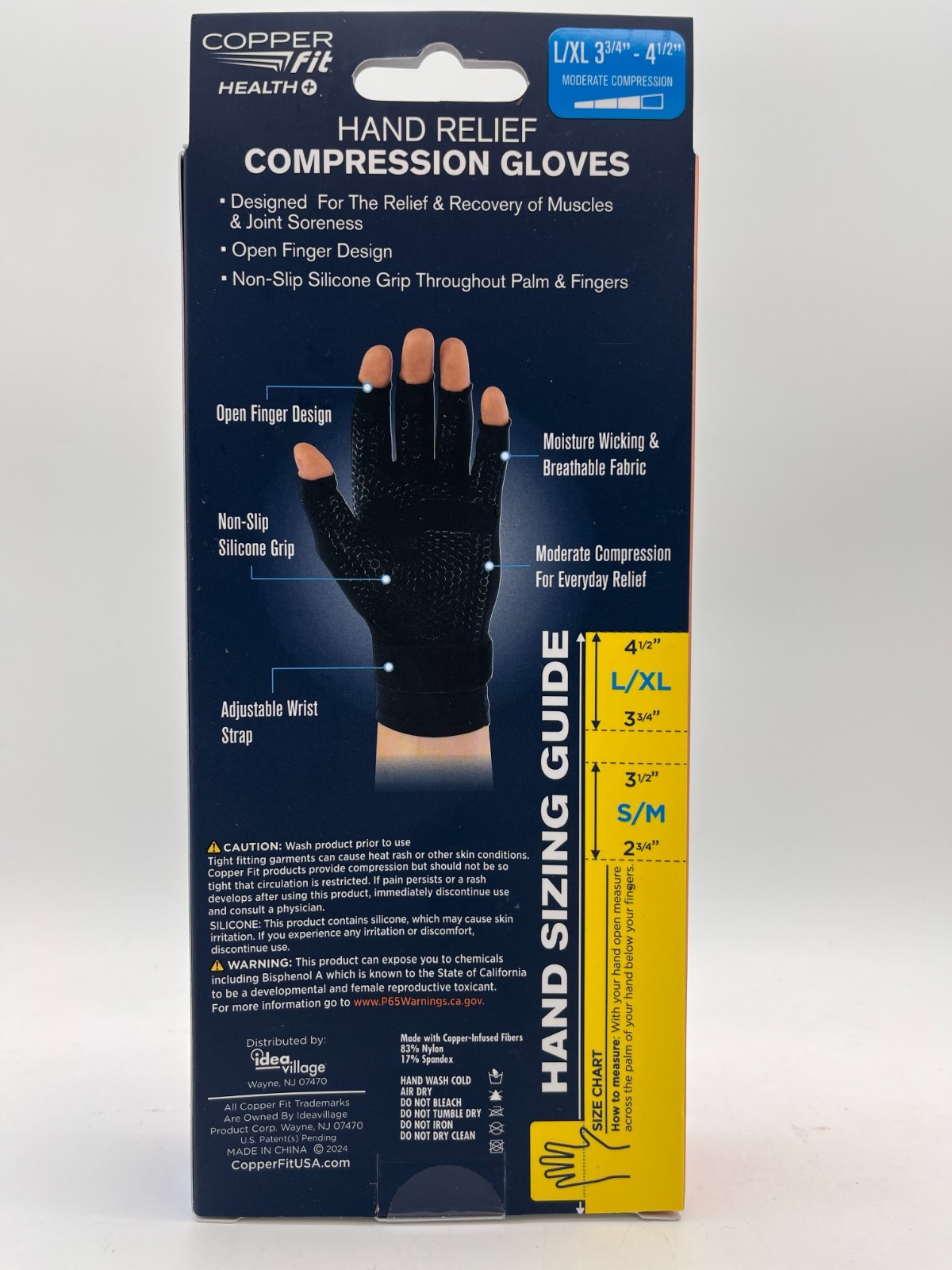 2x COPPER FIT HAND RELIEF COMPRESSION GLOVES SIZE LARGE / XLARGE NEW MR 1089