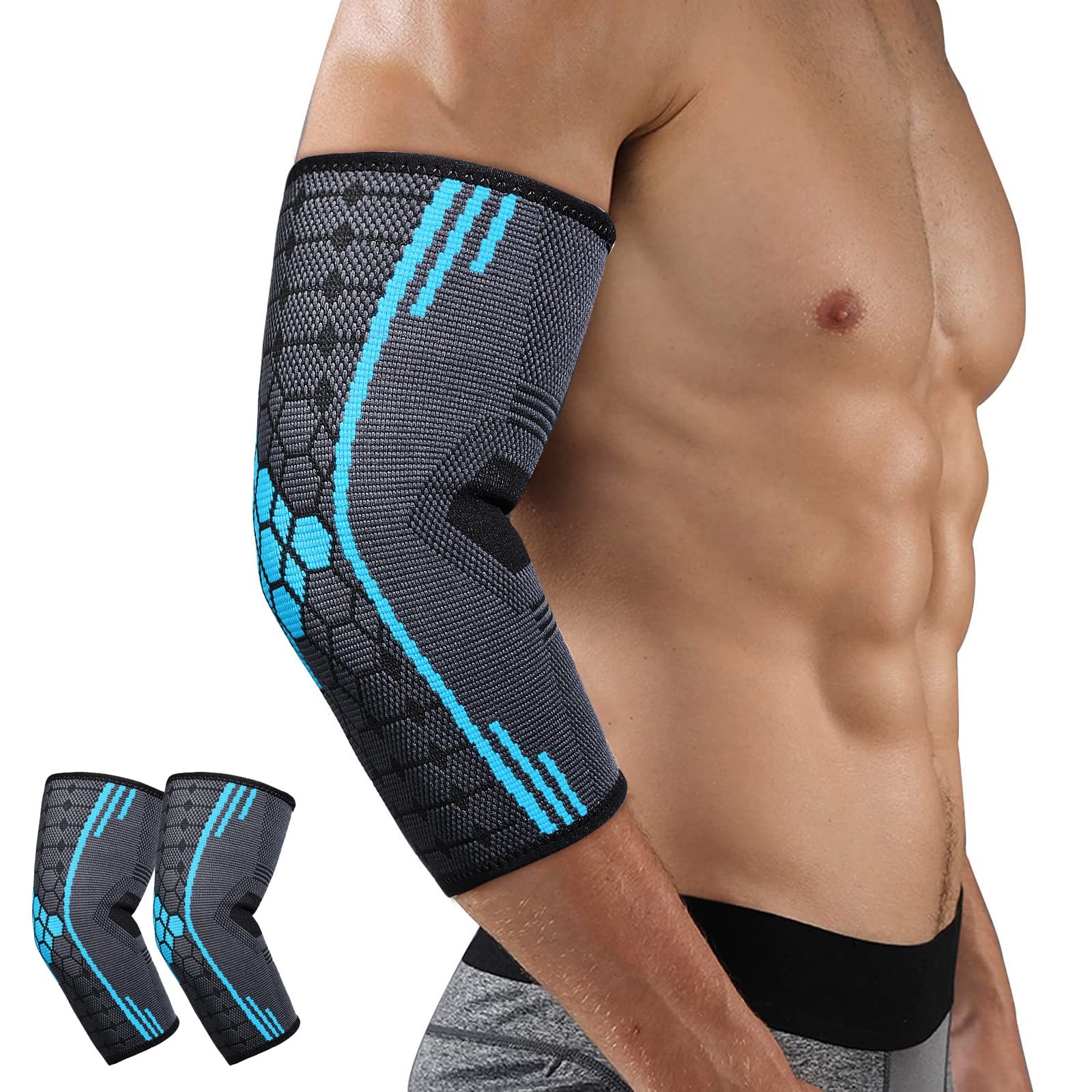 SUJAYU Elbow Compression Sleeve, Brace Sleeve Large, Blue