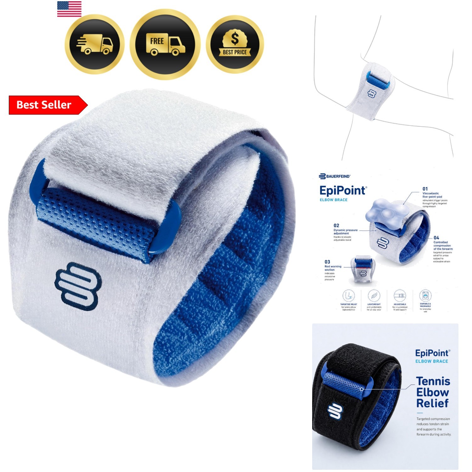 EpiPoint – Elbow Strap – Stabilizing Supports for Elbow Pain, Swelling and In…