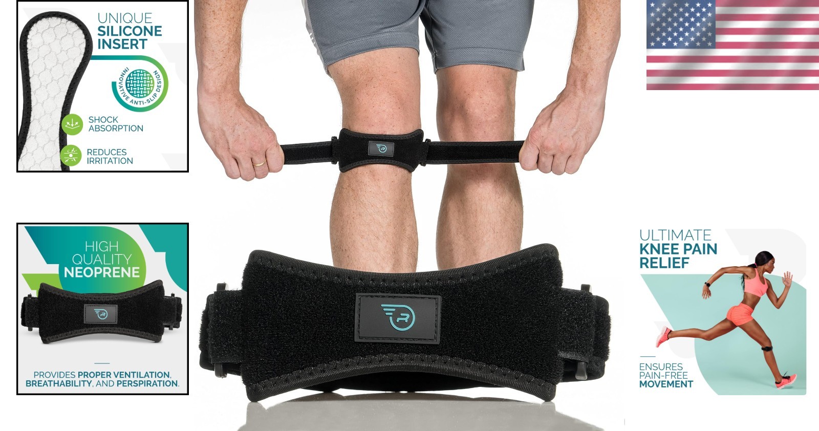Anti-Slip Adjustable Knee Support – Lightweight Brace for Active Adults in Black
