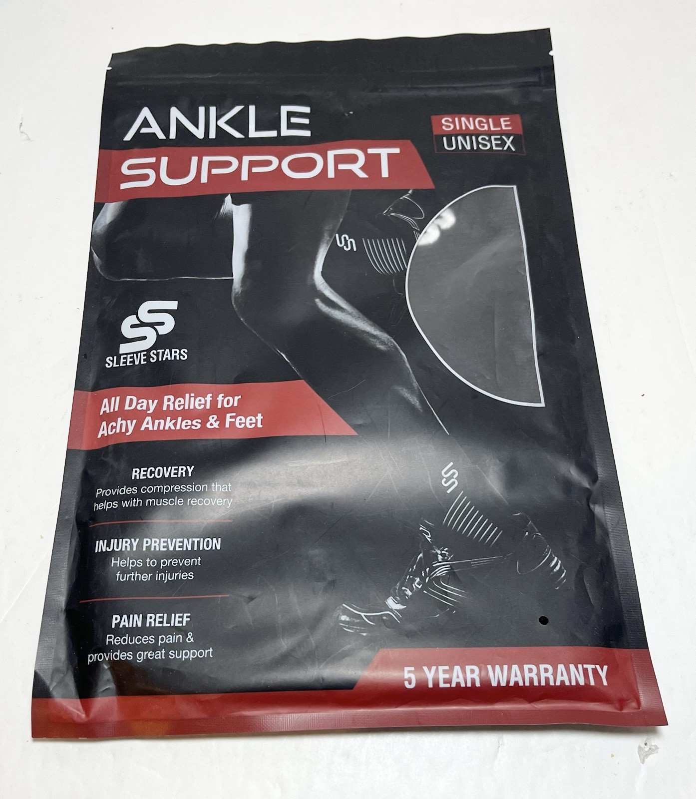 Ankle Compression Sleeve Support Black Unisex Pain Relief Single