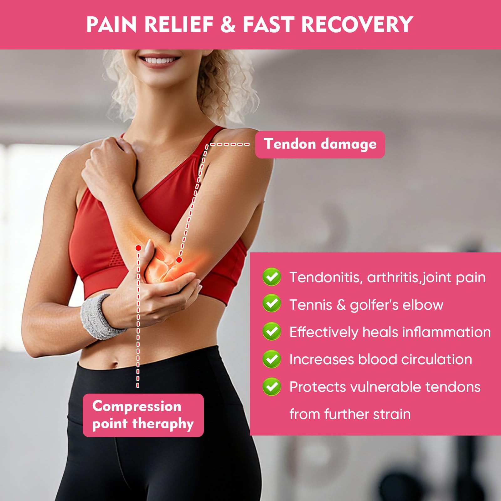 Elbow Brace for Women, Tennis Elbow & Golfers Elbow, Support with Dual Compre…