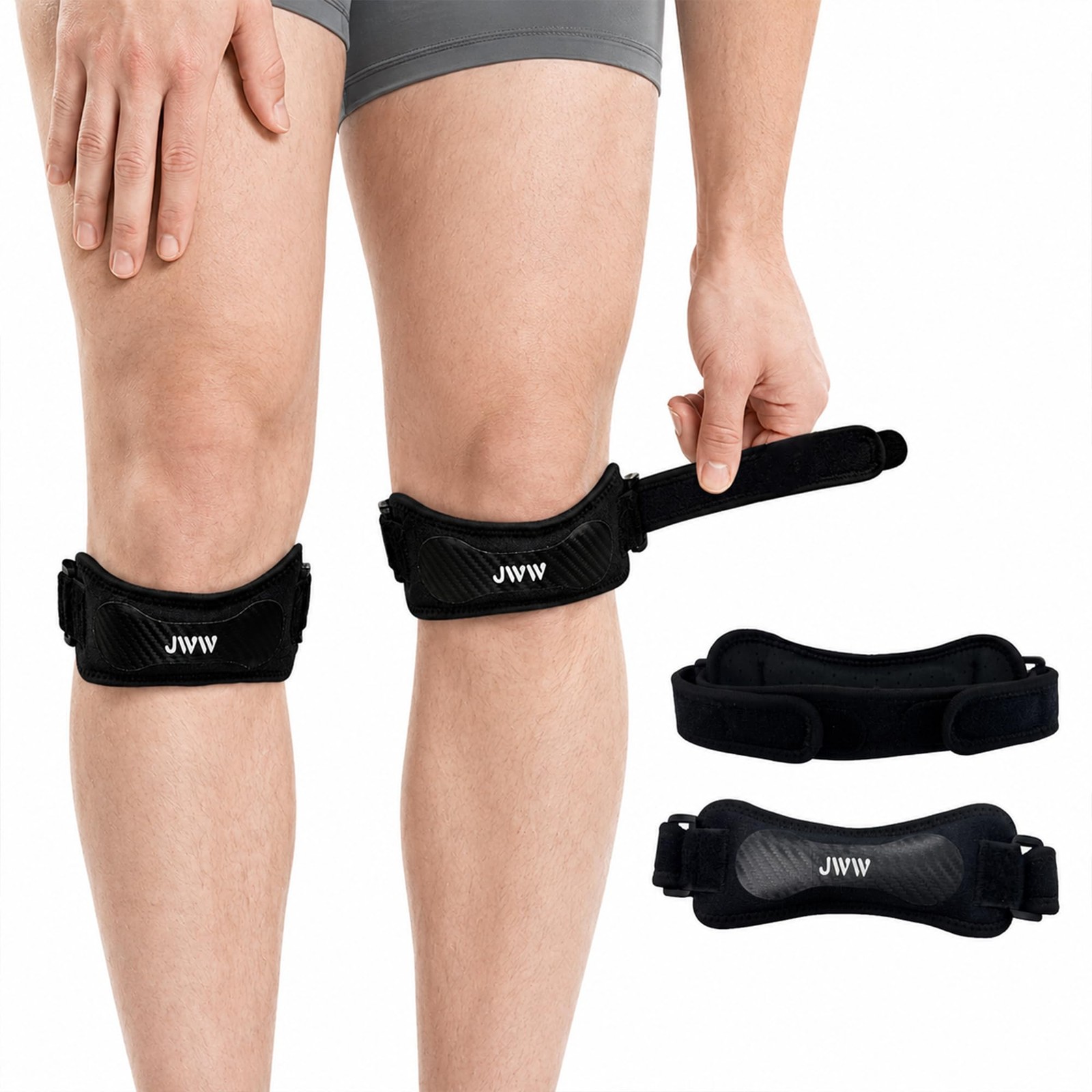 Patellar Tendon Support Strap 2 Pack, Knee Brace for Knee Pain Relief