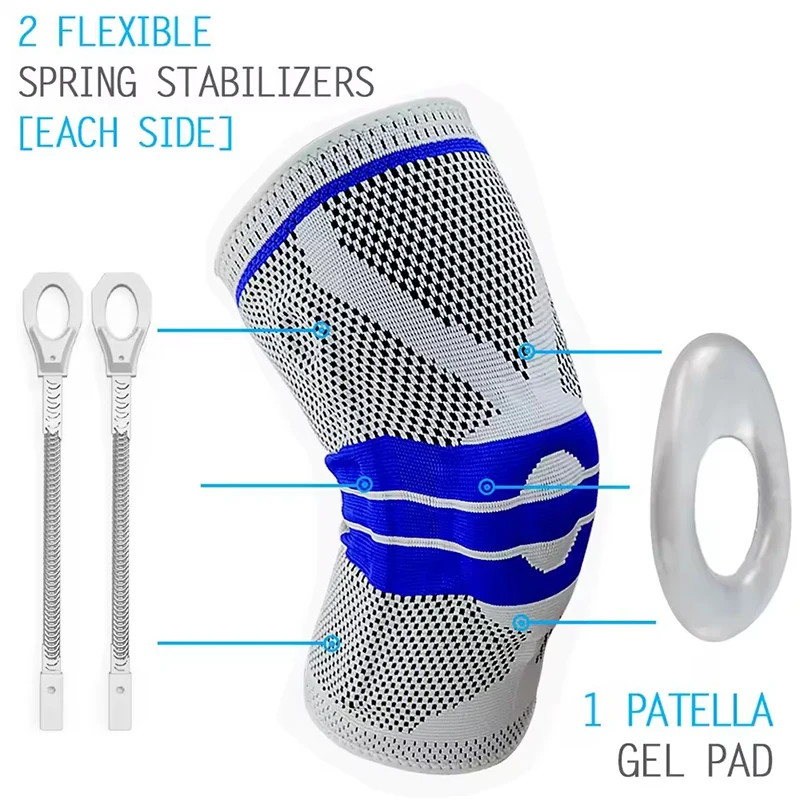 Knee Brace Silicone Sleeve Knee Pads Arthritis Knee Wraps Protector For Joints S