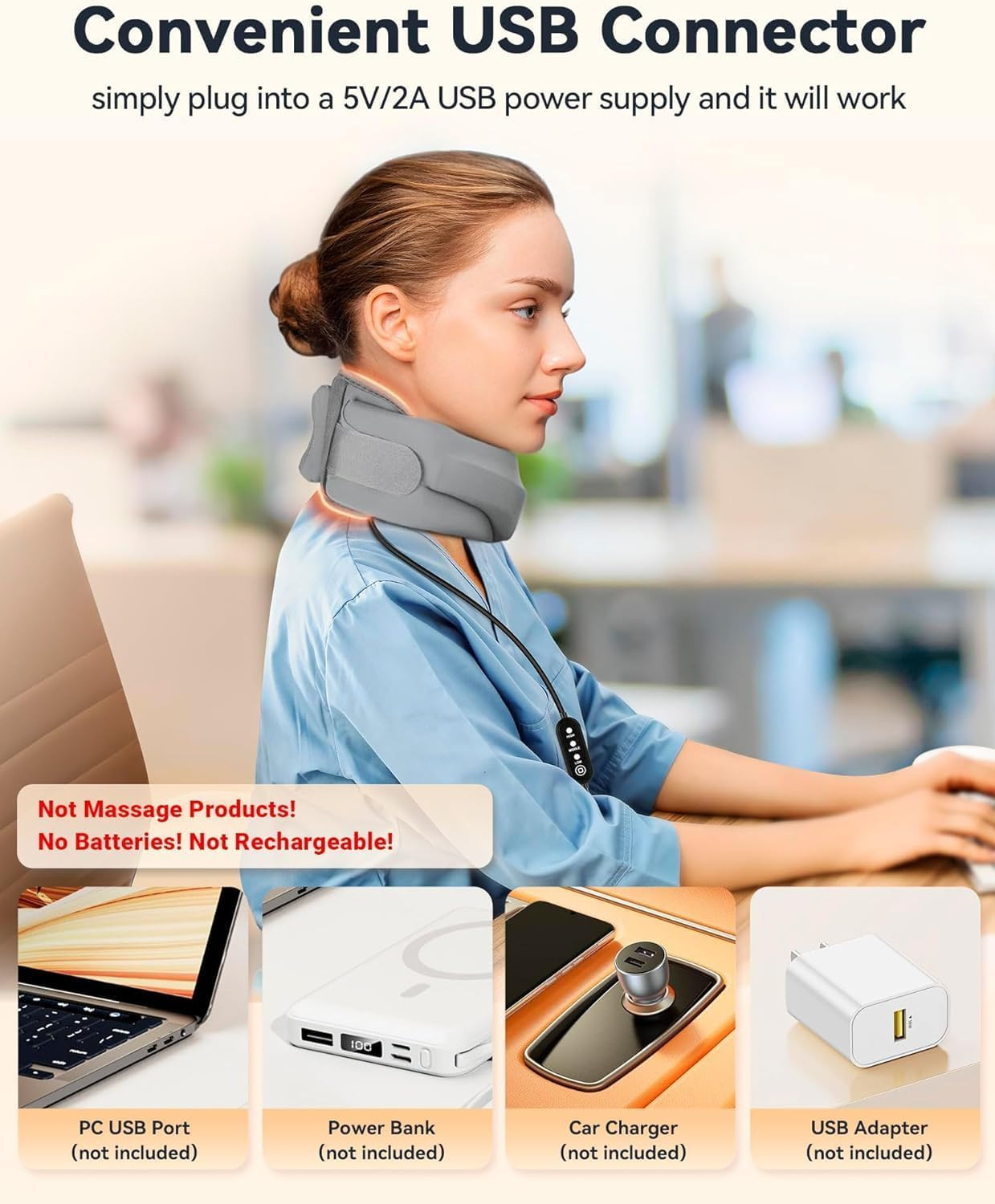 Heated Neck Brace Cervical Collar – Neck Support Brace with Heating Pad, Soft Fo