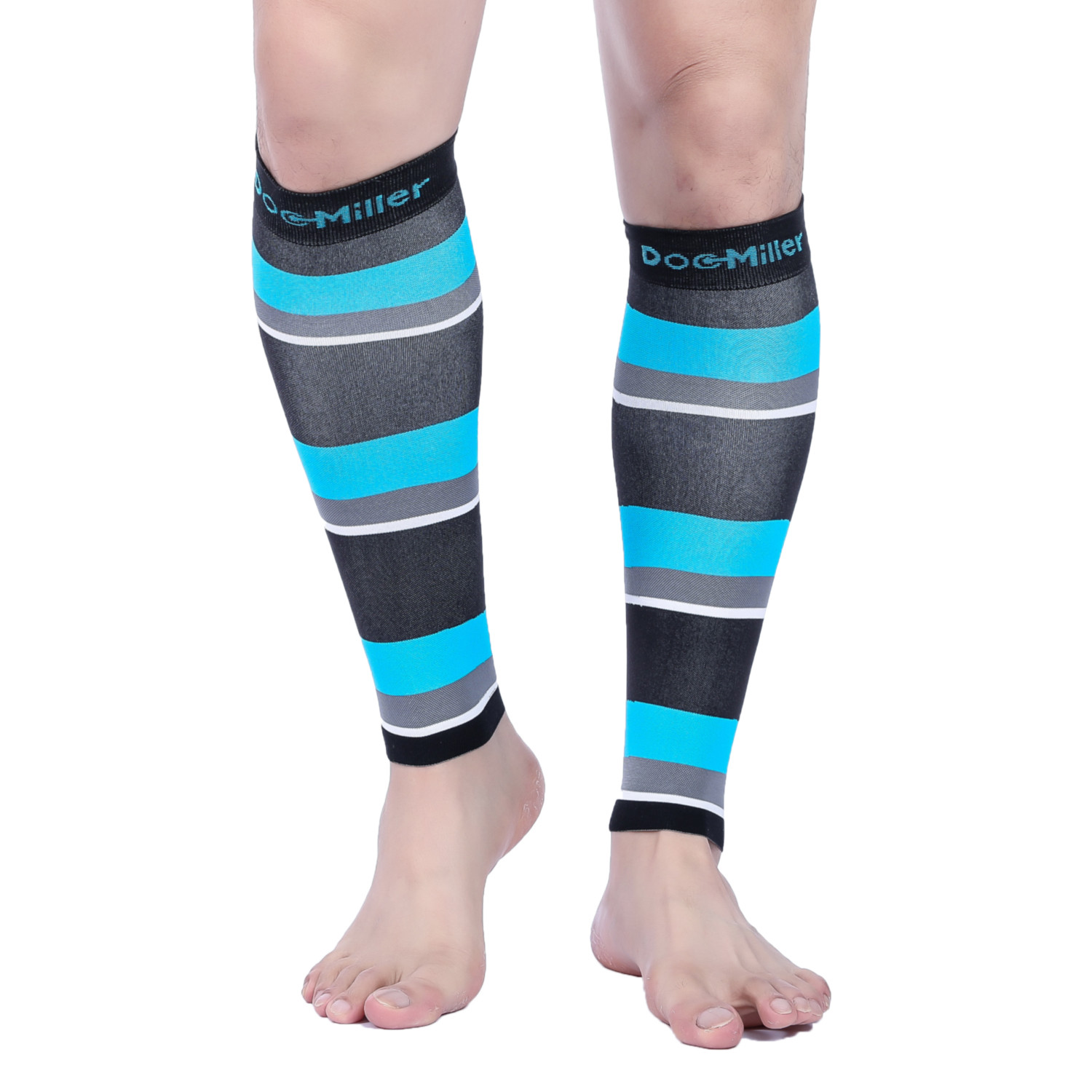 Doc Miller Calf Compression Sleeve 1Pair 20-30mmHg Varicose Vein BLK/BLU/GRY/WHT