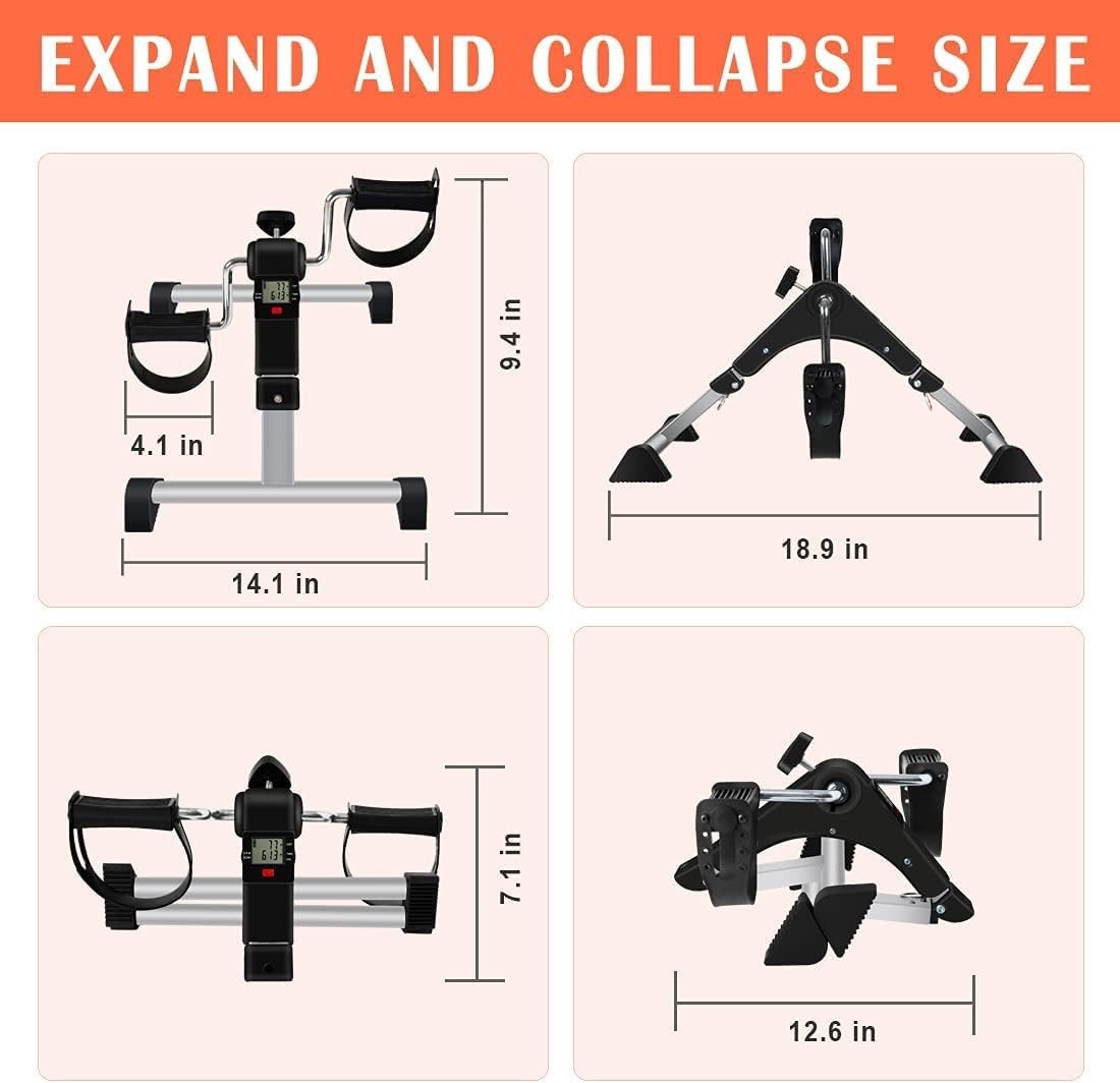 Under Desk Bike Pedal Exerciser, Upper & Lower Peddler Exerciser for Black