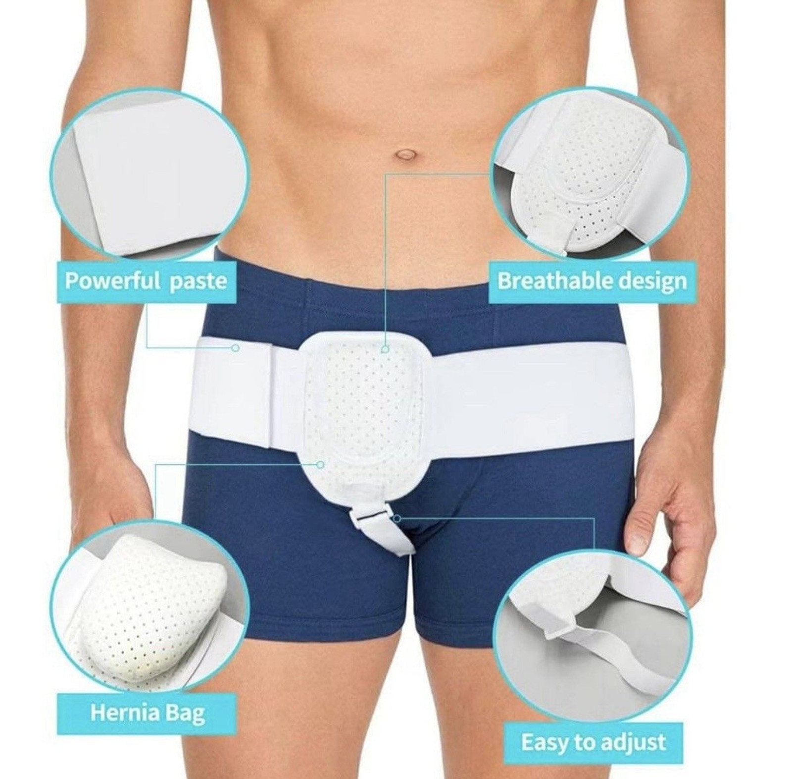 Male Hernia Belt Breathable Comfortable Post Surgery Men Size Large