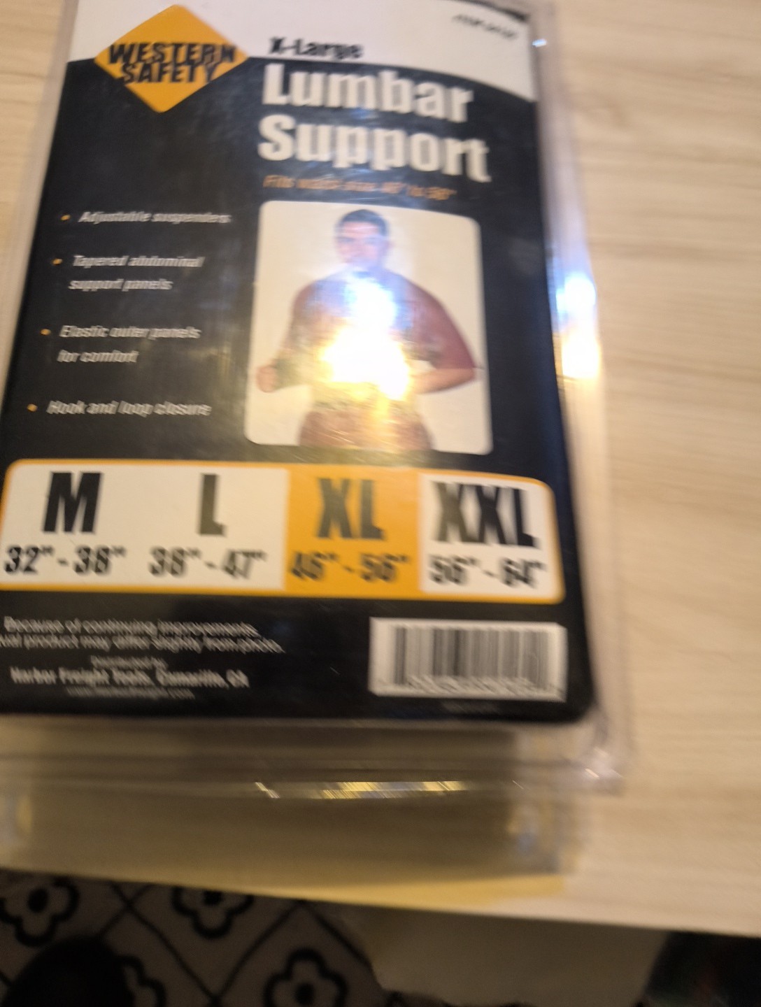 Western Safety Lumbar Support Posture Back Support Belt Size XL 46”-56” New