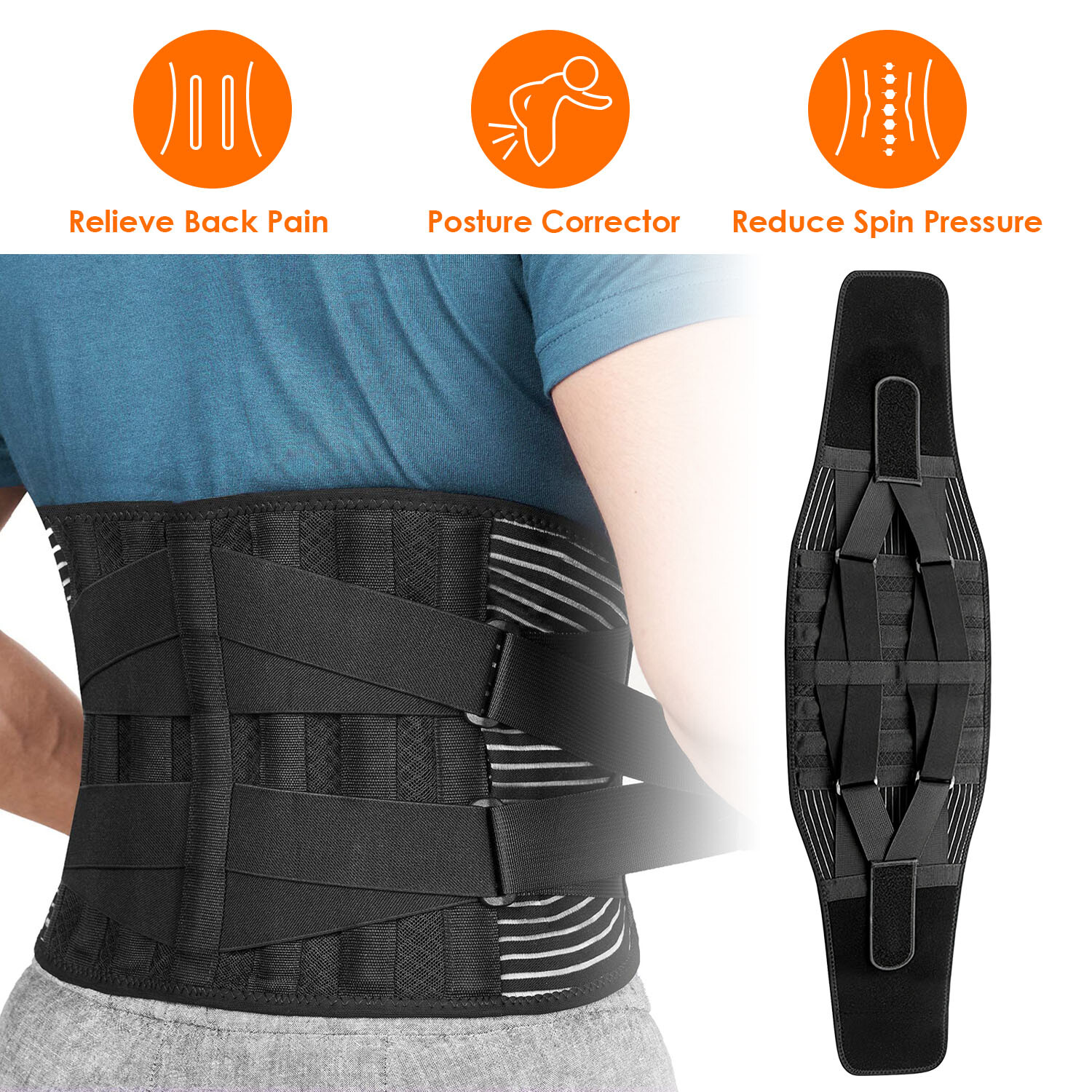 Breathable Mesh Lower Lumbar Brace Back Support Belt Pain Relief for Men Women
