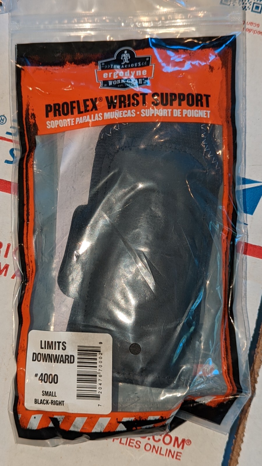 Ergodyne 70002 4000 Single Strap Wrist Support, Black -Small, Right Hand nos