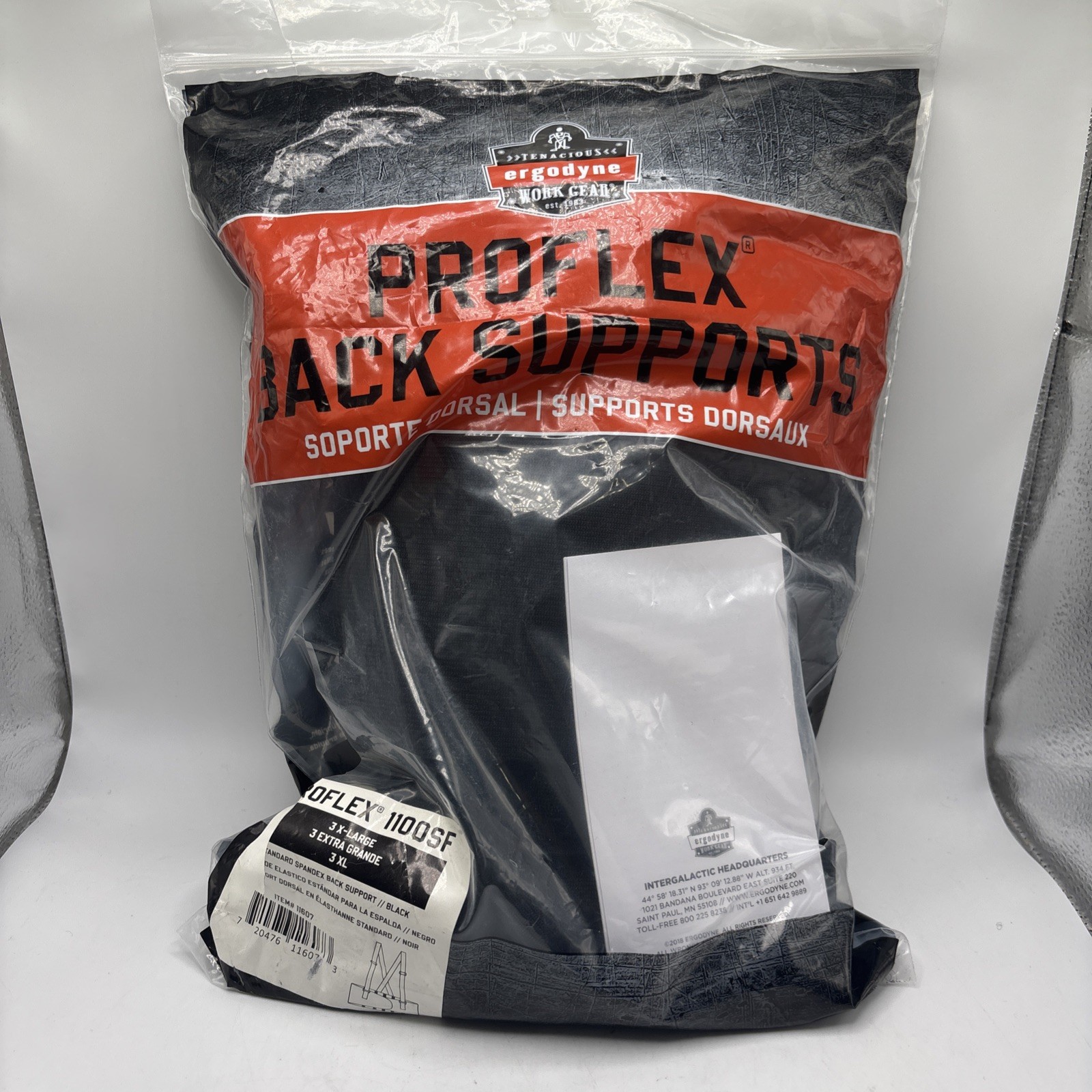 Ergodyne ProFlex 1100SF Back Support Belt Black 3XL Standard Spandex