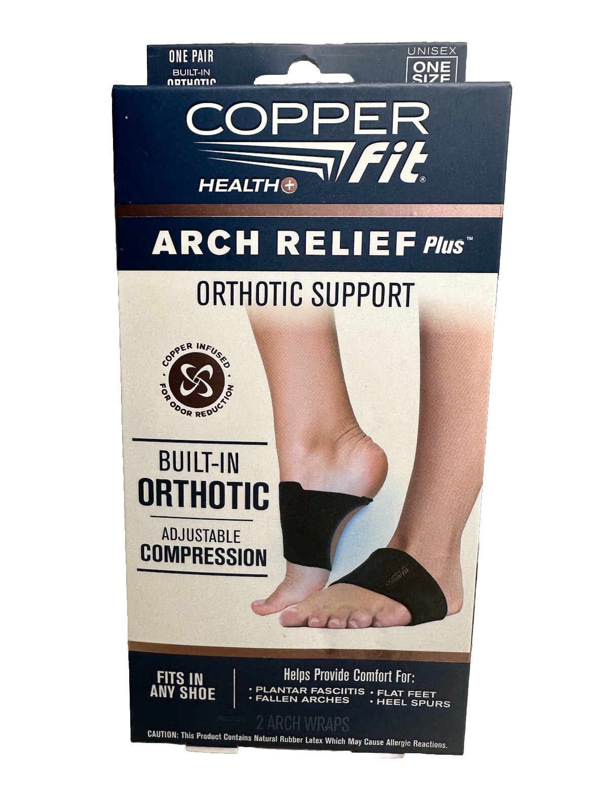 Copper Fit Health Unisex Arch Relief Plus with Built-In Orthotic Support – Black