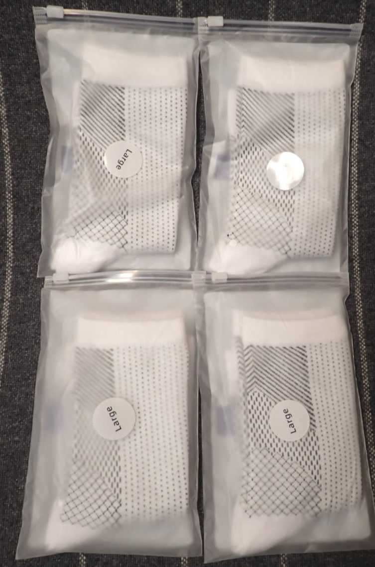 Lot of 4 Pairs Sooth Relieve Compression Socks Open Toe White Unisex Size Large