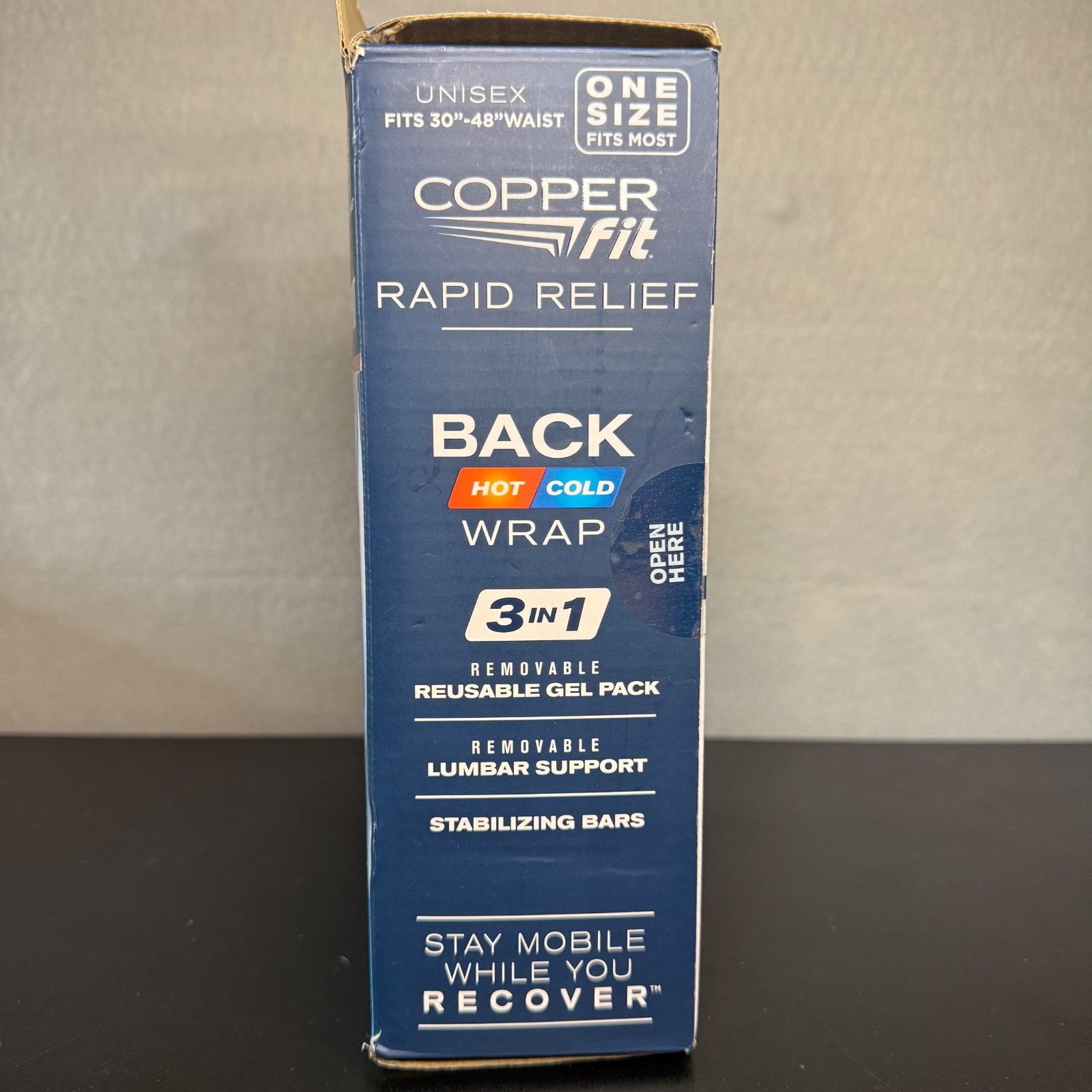 Copper Fit Rapid Relief Back Support Wrap Hot Cold Therapy Lumbar Support Gel Pa