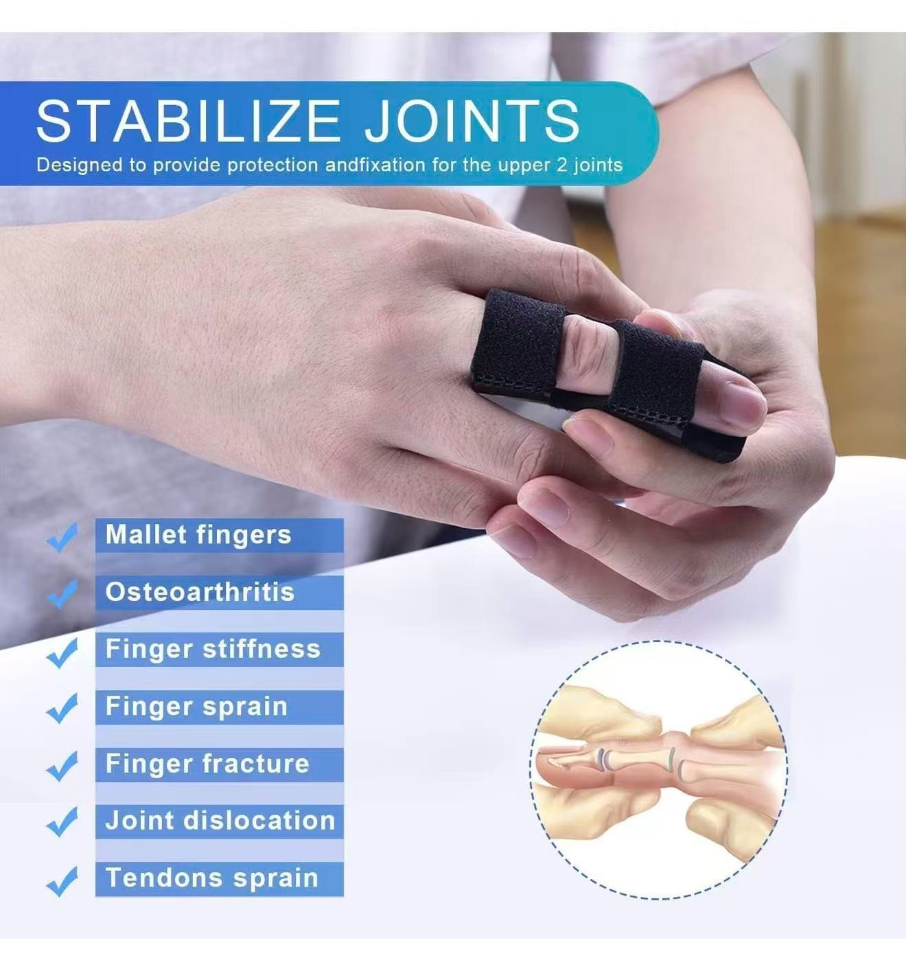 Finger Splint for Index, Middle, Ring Fingers Straightening, 6 Pack