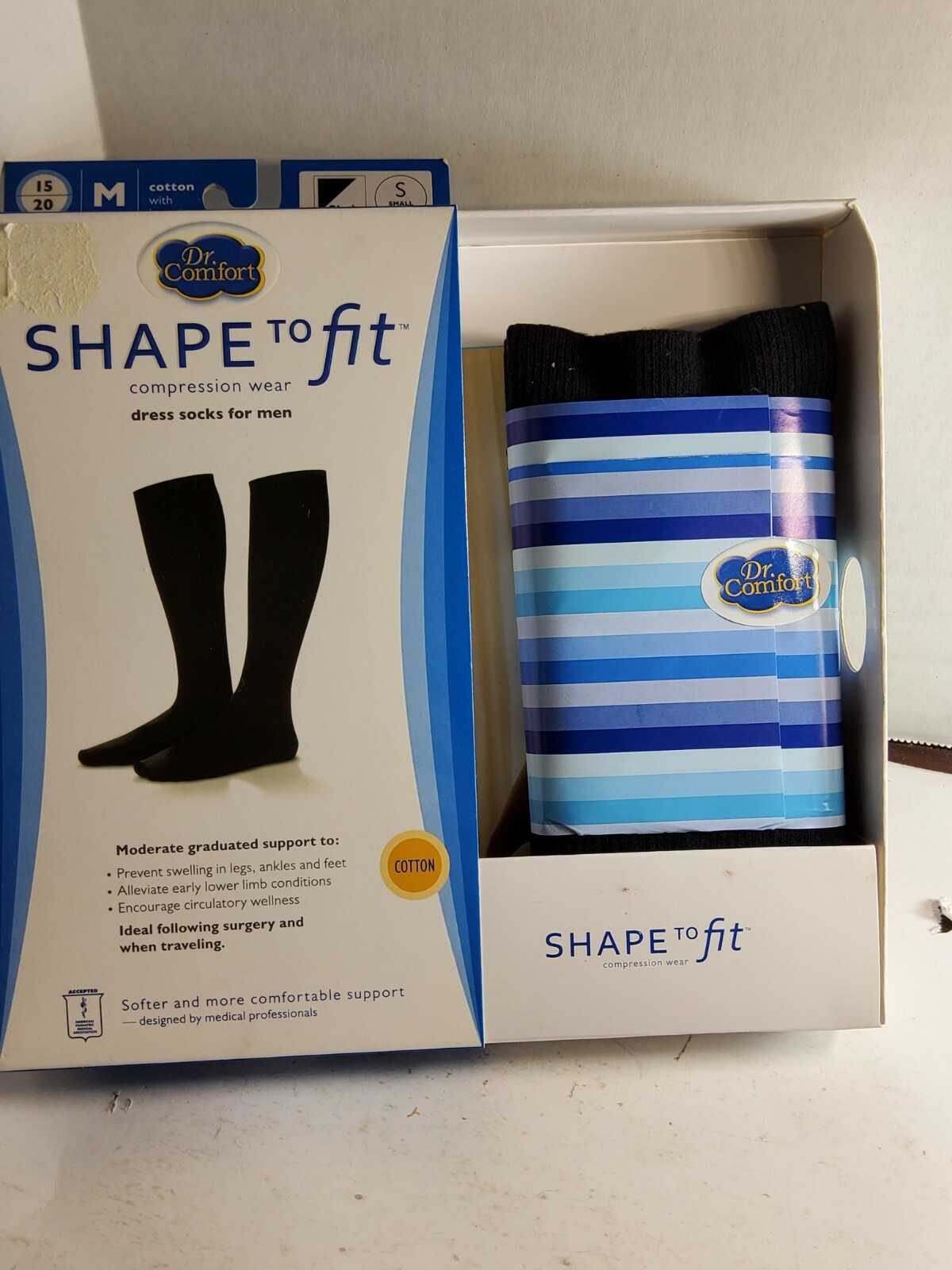 Dr. Comfort Mens 15-20 mmhg Shape to Fit Compression Dress Socks – Small – Black