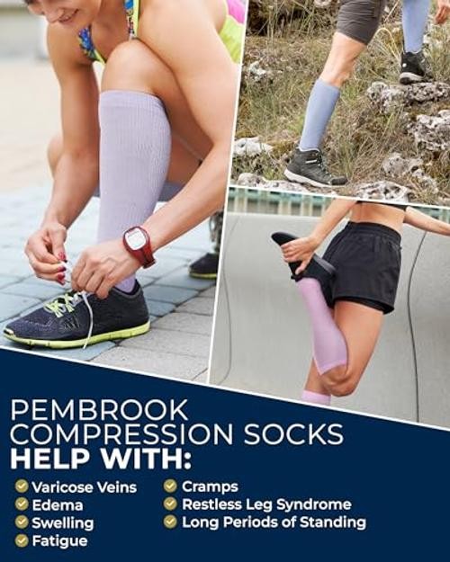 Light Compression Socks for Men & Women – 3 Large Pink, Purple, Light Blue