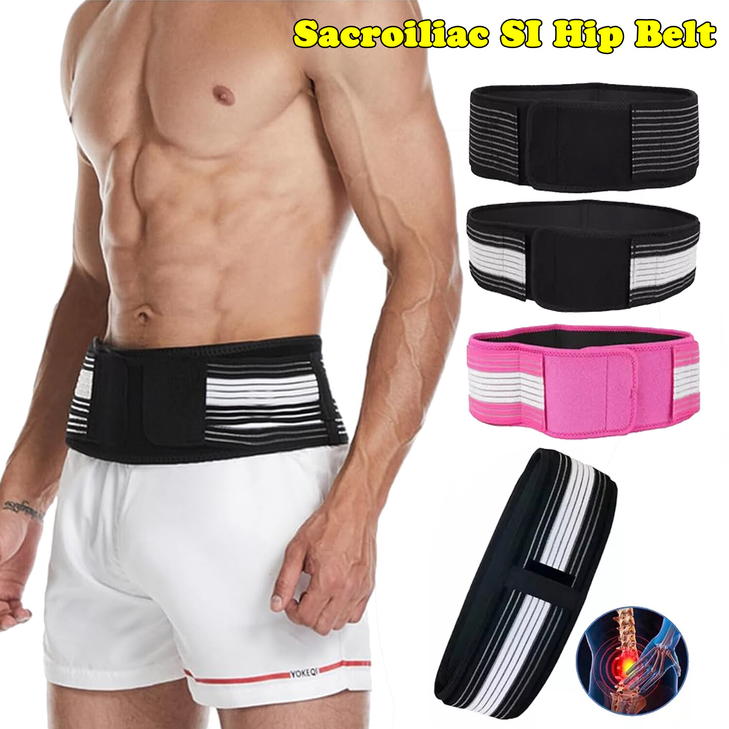 Sacroiliac SI Joint Pain Pelvic Hip Belt Lower Back Lumbar Support Women / Men