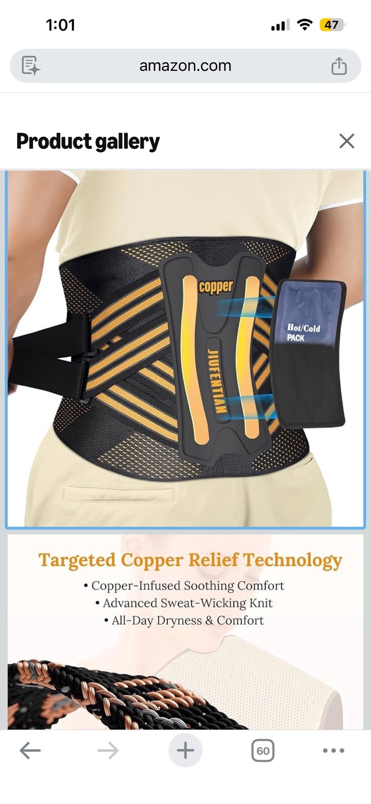 JIUFENTIAN Copper Back Brace for Lower Back Pain with Composite Support Technolo