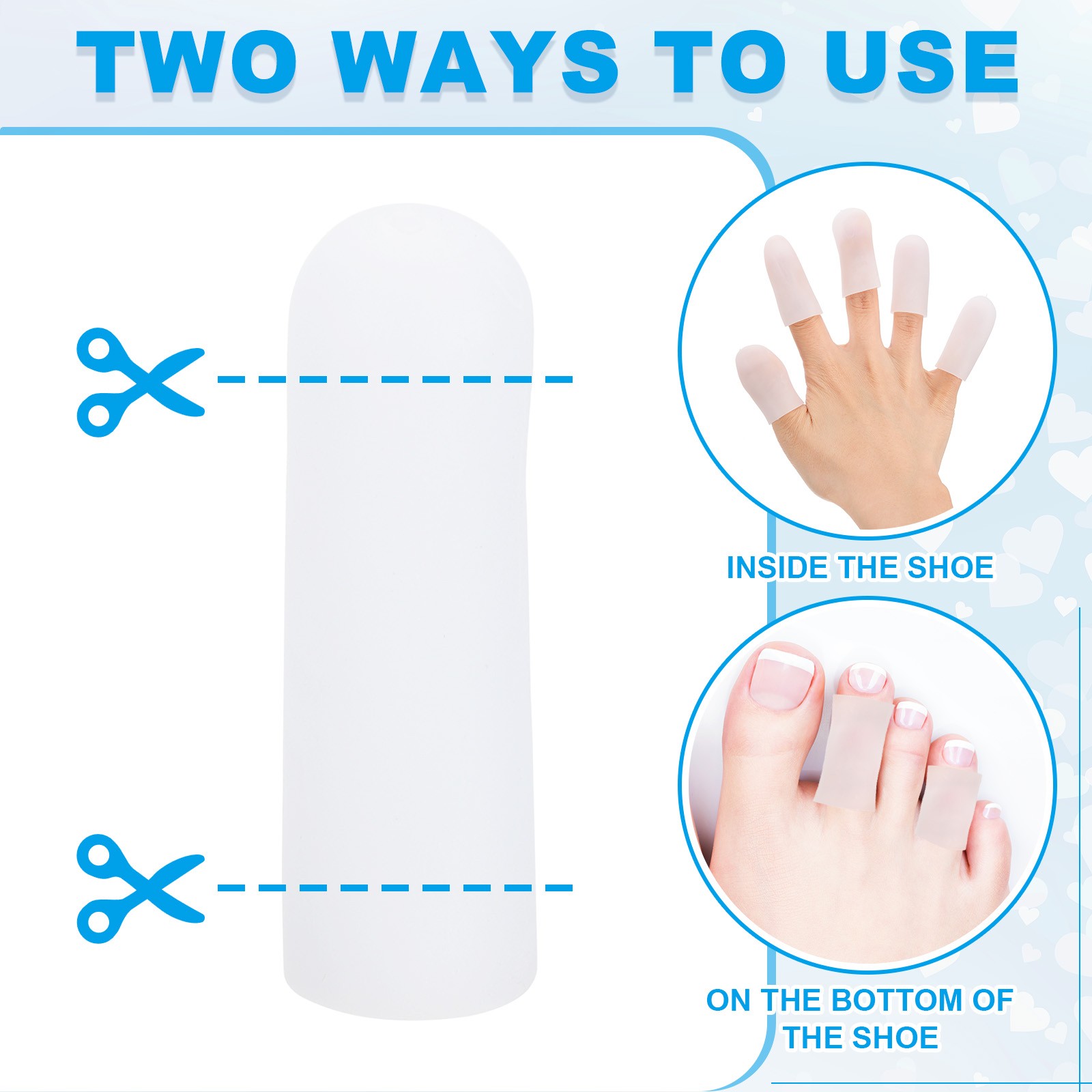20 Pcs 2″x0.67″ Gel Finger Cots Silicone Finger Tip Protector Support White