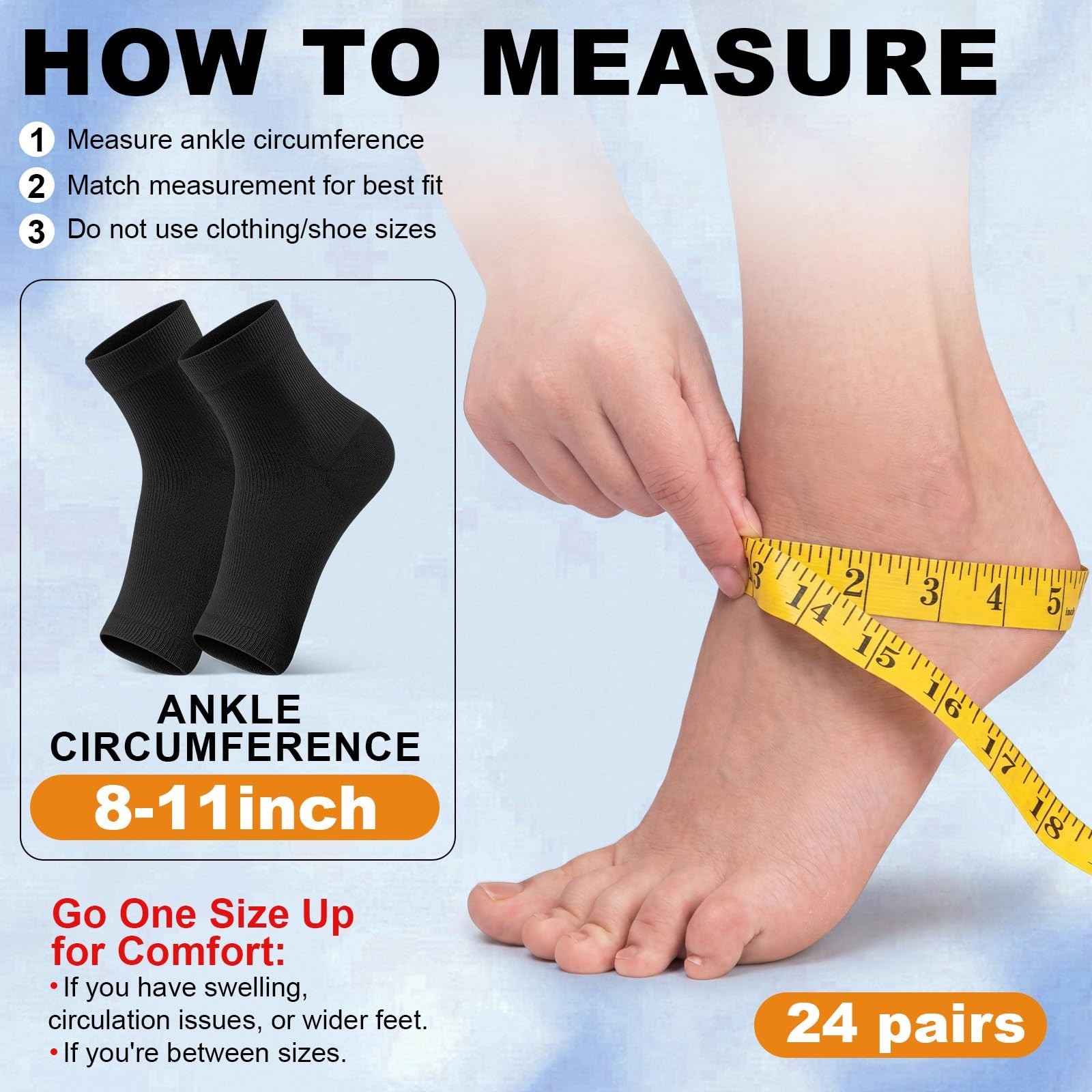 24 Pairs Ankle Brace Compression Sleeves for Plantar Fasciitis & Achilles Pain R