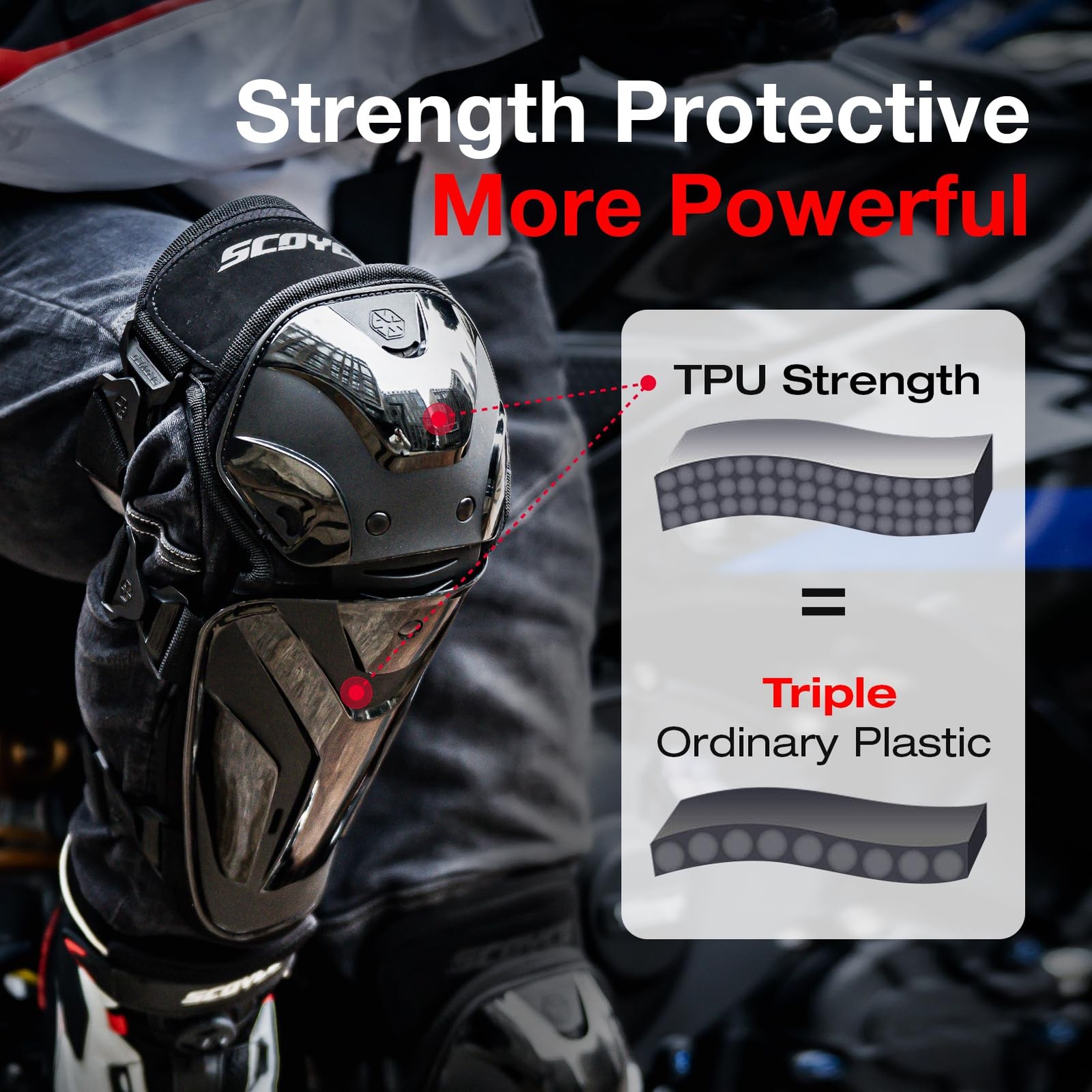 Motorcycle Knee Shin Guards Motocross Pads Adjustable TPU Protective Cycling