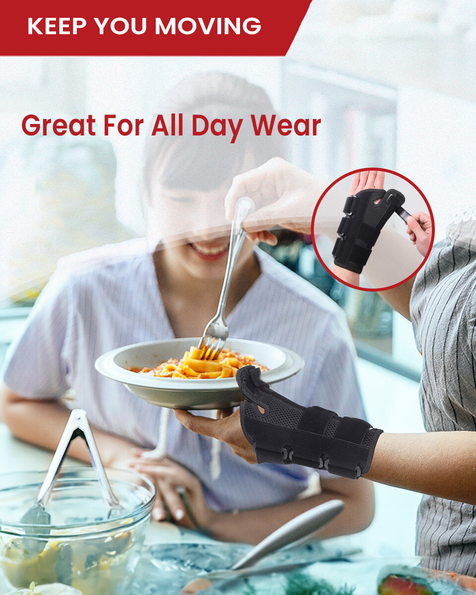 Hurmoya Wrist Brace for Carpal Tunnel Night Sleep Support with Adjustable Splint