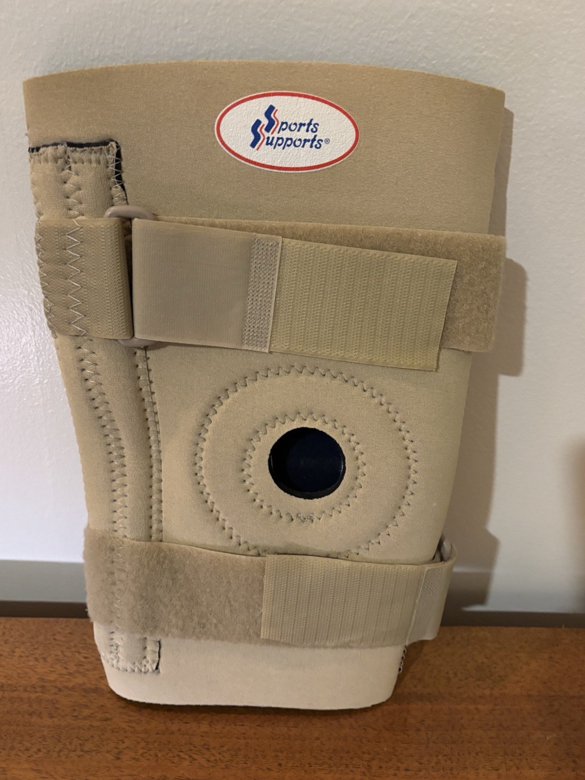 VTG Sports Supports Knee Stabilizer Brace Open Patella Neoprene Beige Tan Retro
