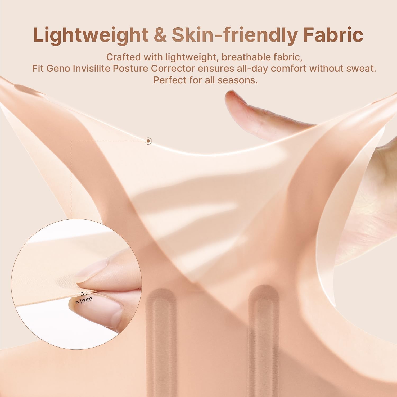 Fit Geno Invisilite Posture Corrector for L (Under Bust 32″- 38″), Beige