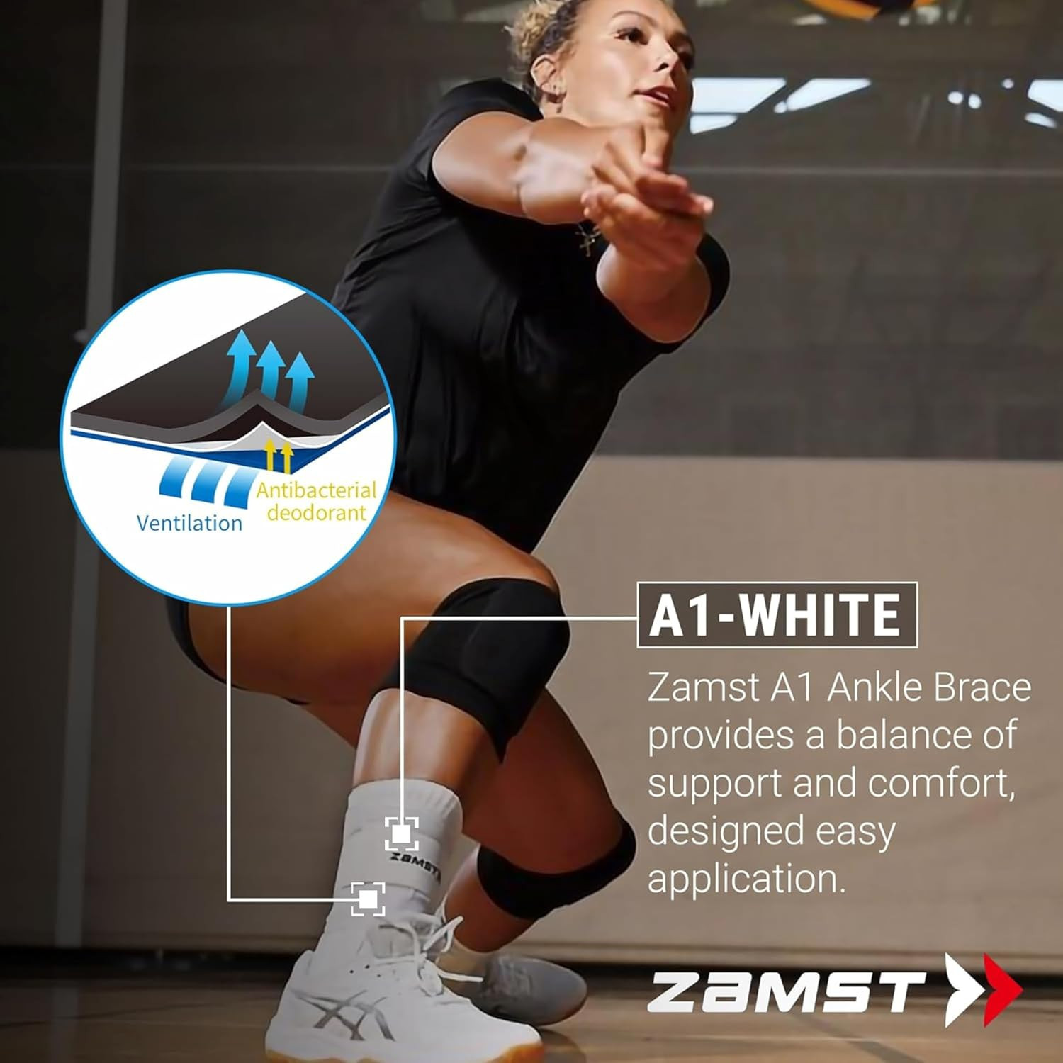 A1 Strong Ankle Brace Sports Sprains – White, Left, M | Breathable Design for Me