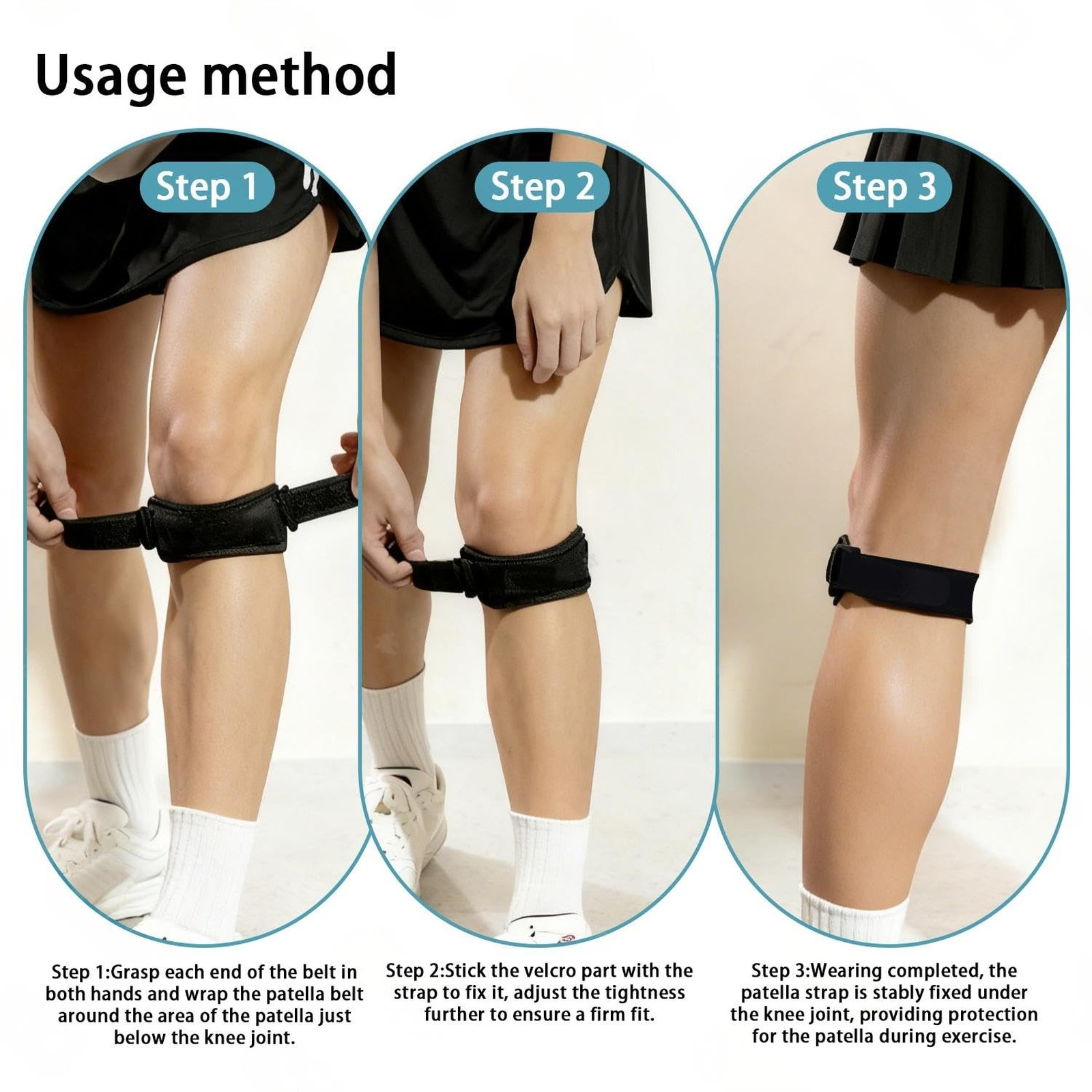 Knee Support Brace for Women Men Double Knit Patella Tendon Straps for Running