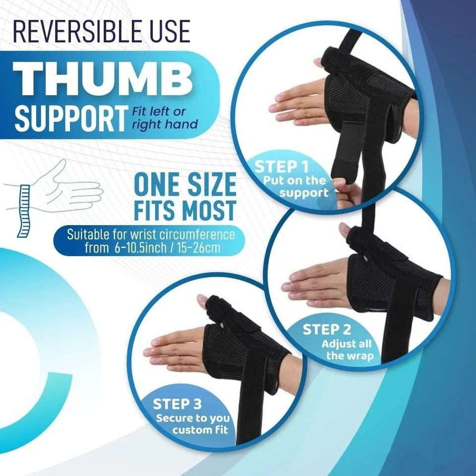 Thumb Wrist Support Brace Carpal Tunnel Sprain Splint Arthritis Left Right Black