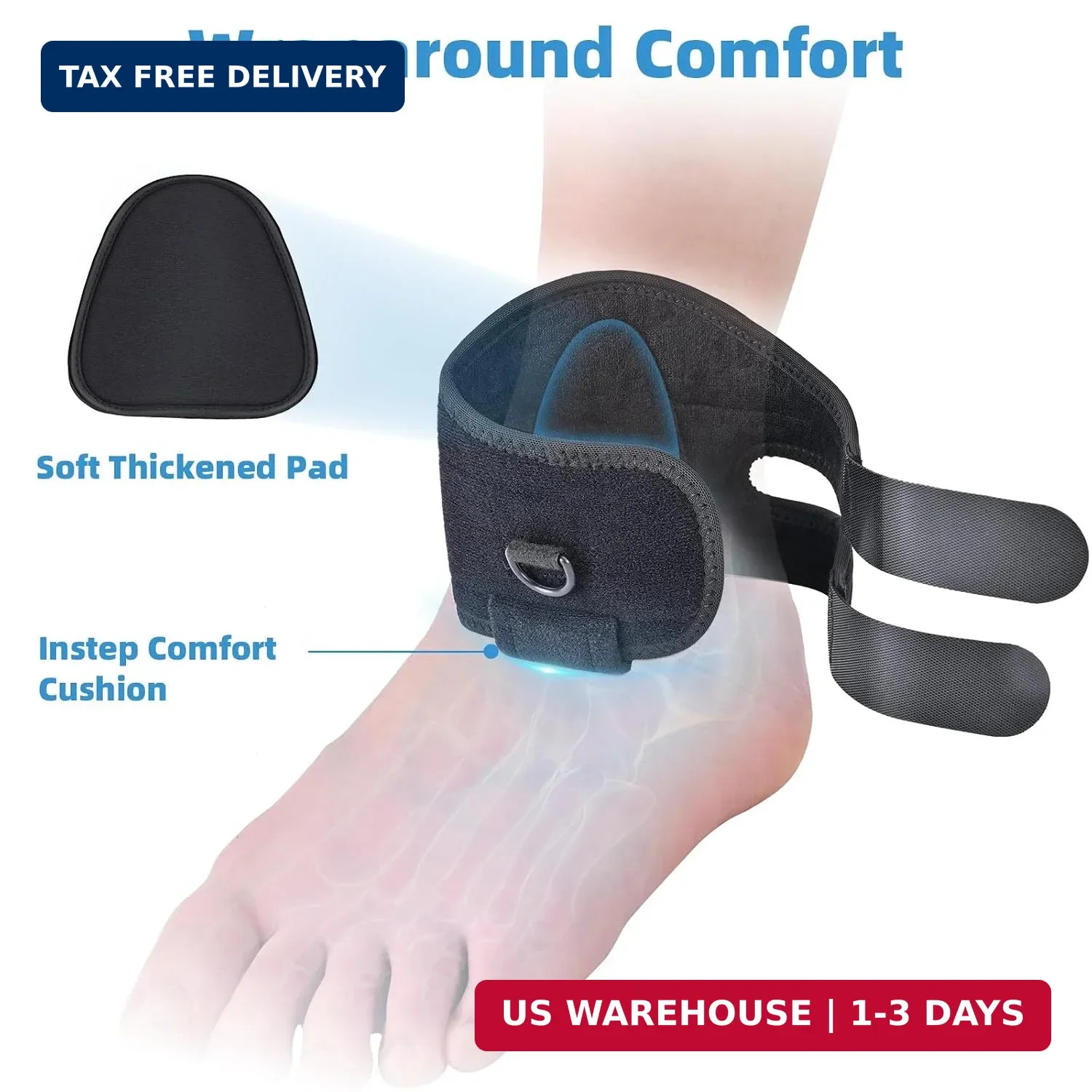 AFO Foot Drop Brace for Walking with Shoes, Adjustable Ankle Support, Secure Rin