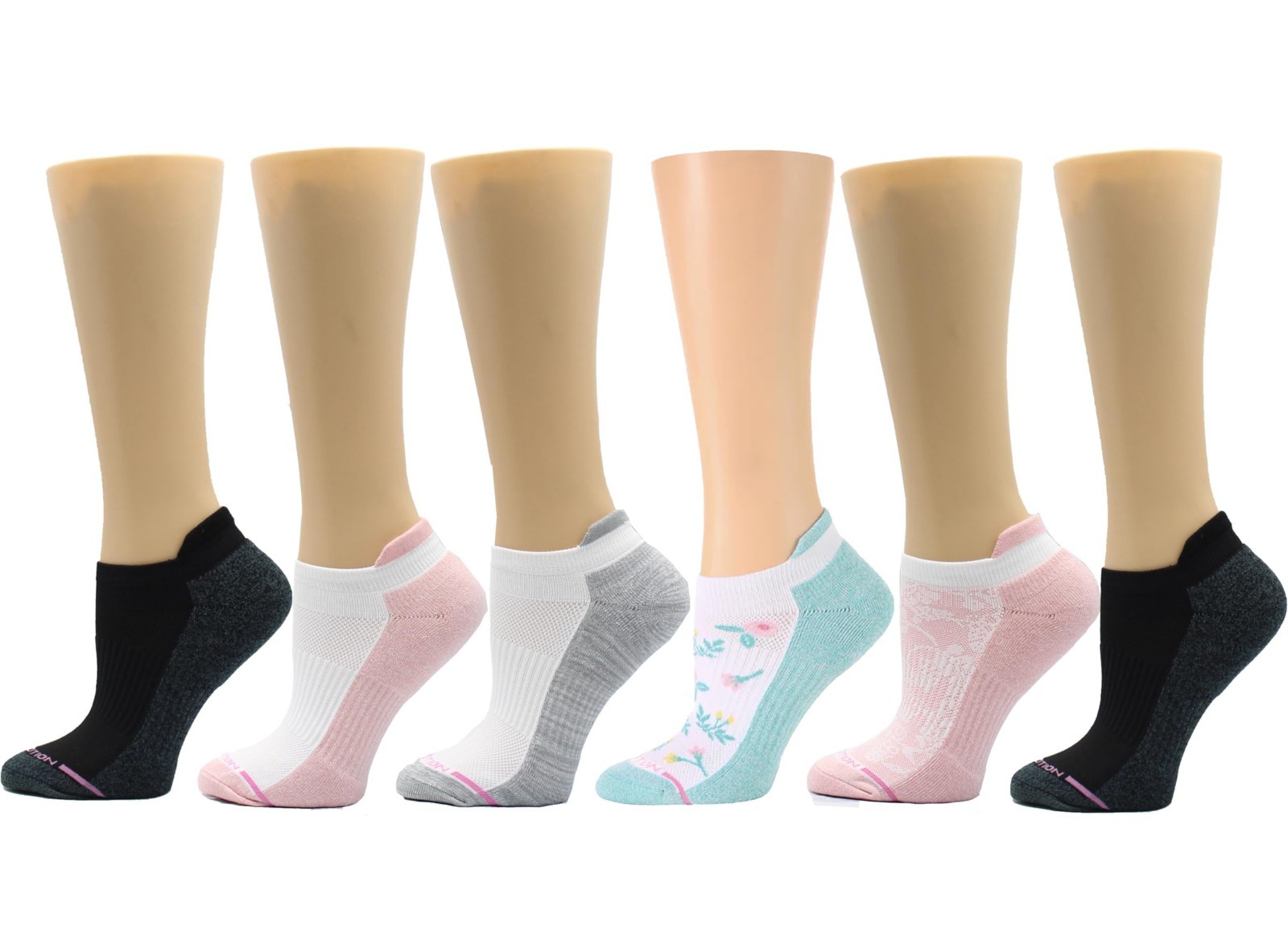 Cushioned Compression Ankle Socks for Women, Breathable, Arch Support, 6 Pairs