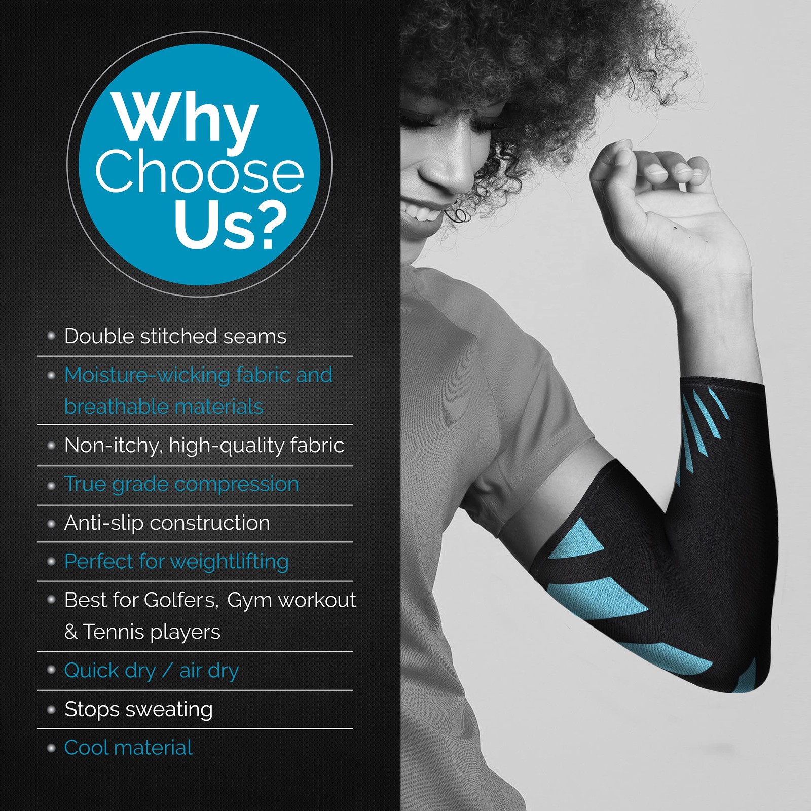 Elbow Compression Sleeve Elbow Brace for Tendonitis Weightlifting Workout